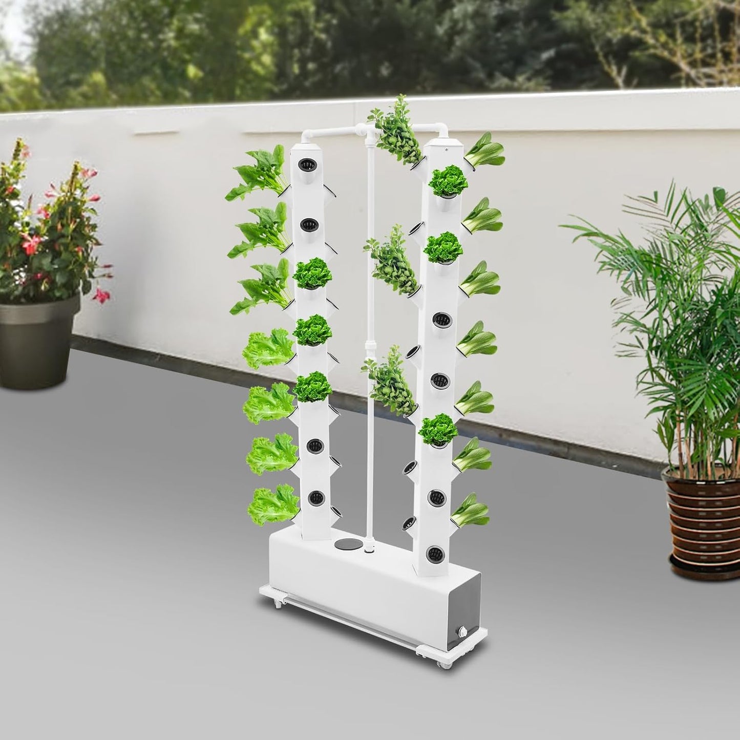 56-Pod Hydroponic Growing Tower, 7.9Gal Vertical Garden Kit with Timer, Hydroponic Growing Kit with Adjustable Water Pump & Wheels - Indoor/Outdoor Herb Vegetable Planter