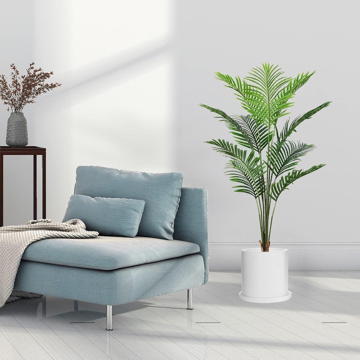 Plant Pots 10 Inch Ceramic Planter with Drainage Hole and Saucer, Matte White Modern Cylinder Planter Pot for Indoor Outdoor Plants Flowers, Full Glazed Finish