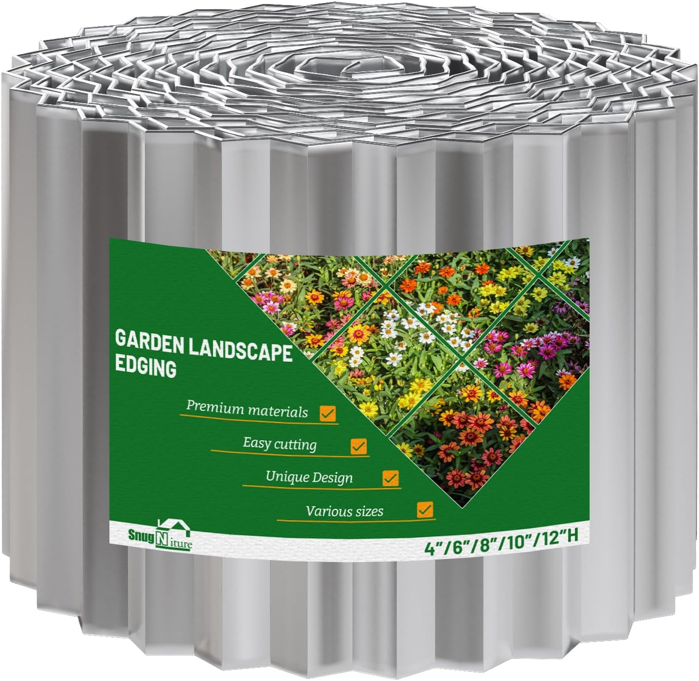 SnugNiture Corrugated Metal Garden Edging,4" x 10' Sturdy Lawn Edging Border,Landscape Edging Border for Lawn, Flower Bed,Garden and Yard