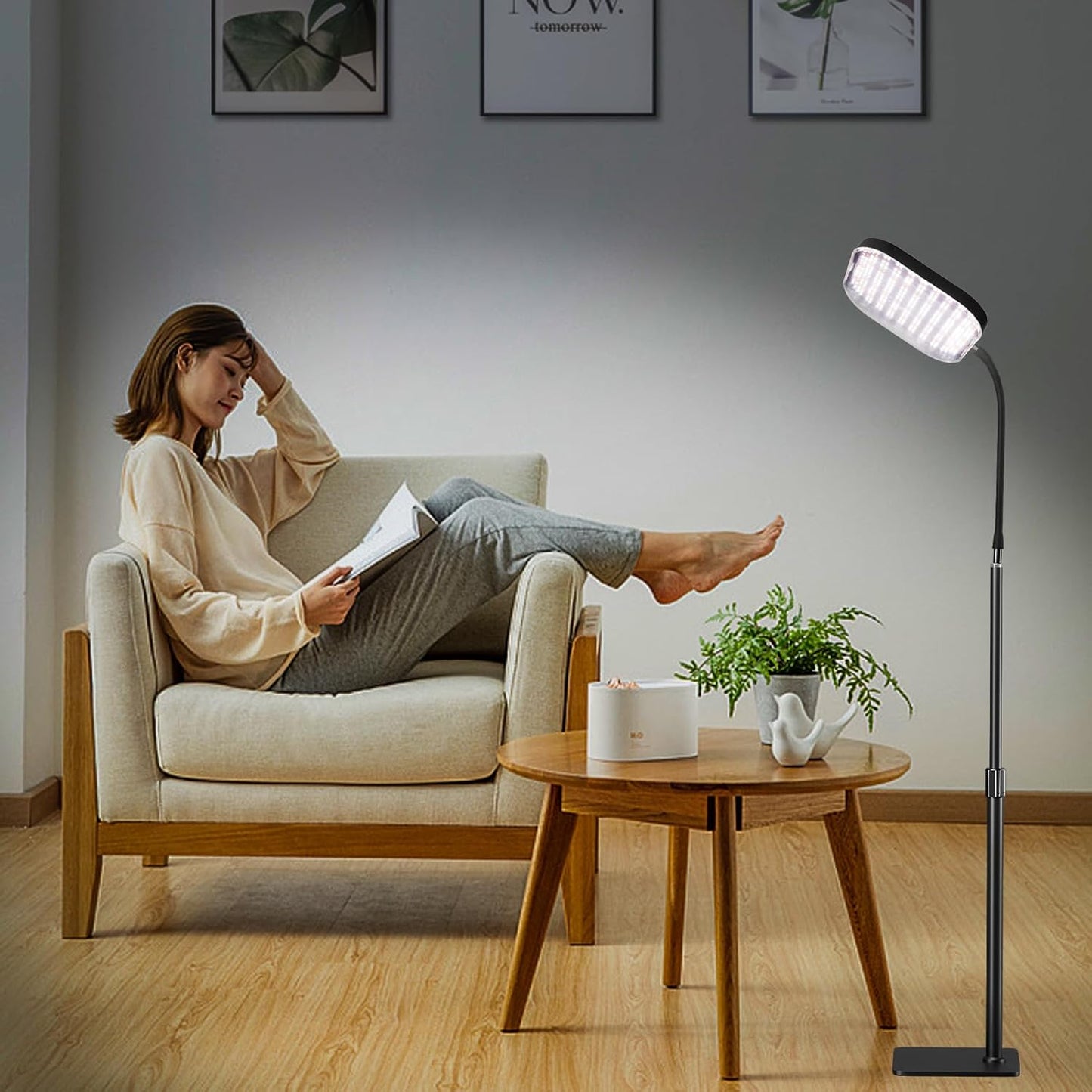 Upgraded Super Bright Grow Lights, 6000K Full Spectrum Standing Floor Plant Light with 336 LEDs & Flexible Gooseneck for Indoor Large Plants, Dimmable & Timer 4/8/12Hrs, 12V 3A High Power Output