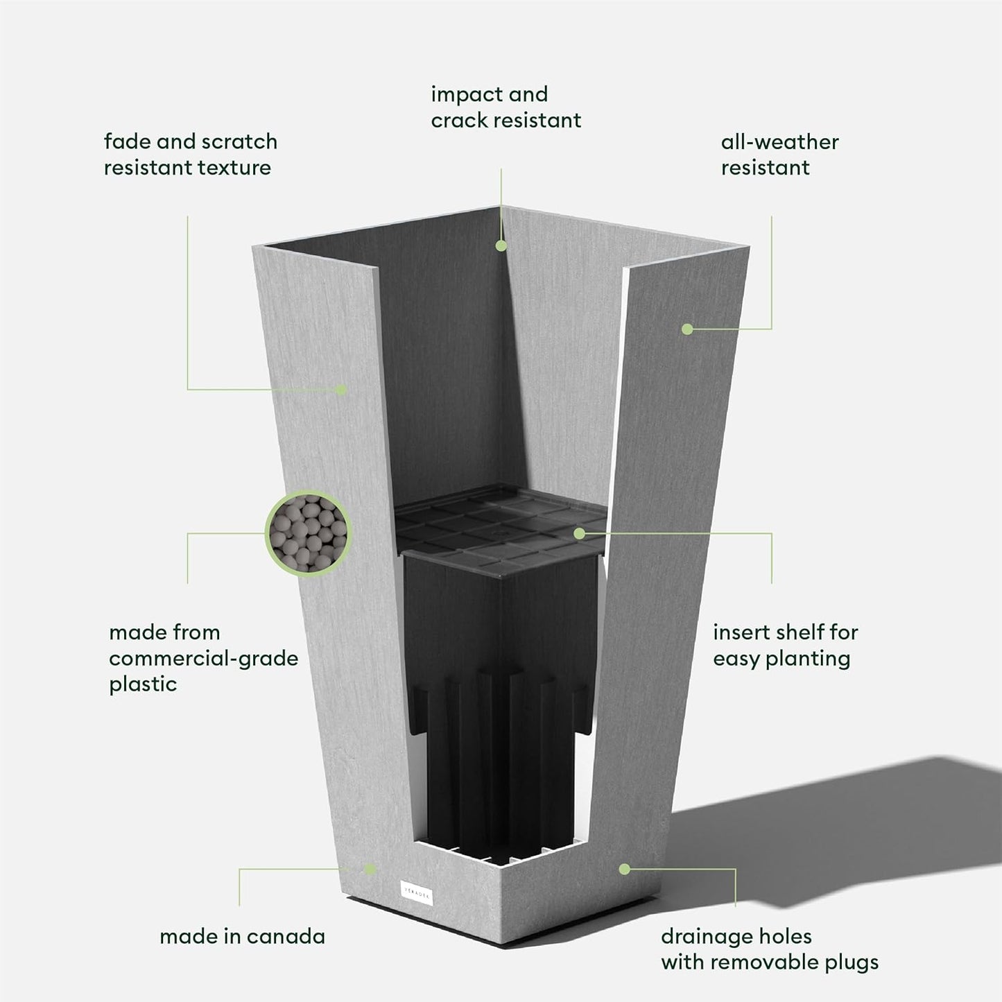 Veradek V-Resin Indoor/Outdoor Taper Planter, Set of 2 (30 inch, Grey)