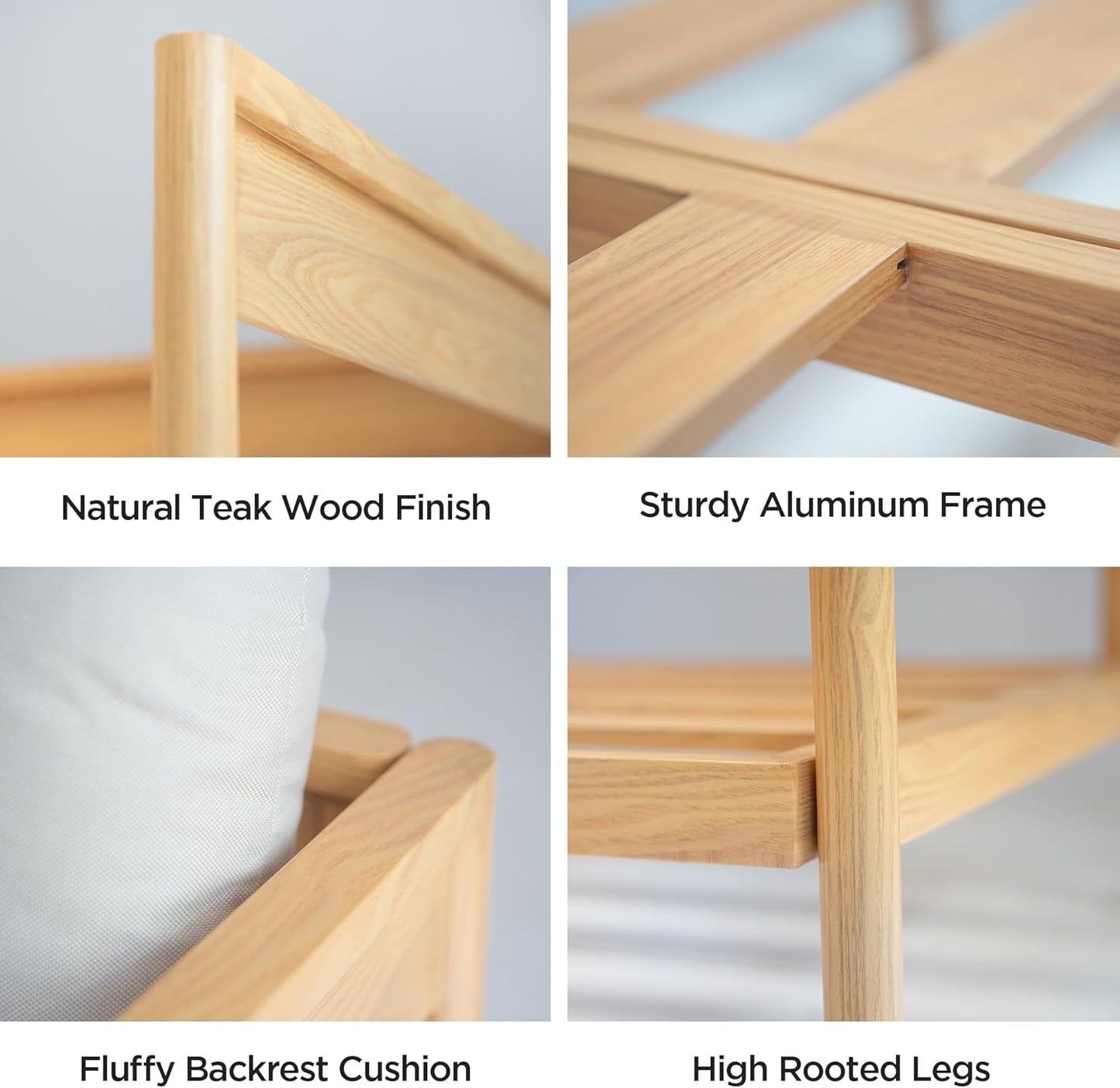 Acanva Modern Outdoor Patio Furniture Set, All-Weather Aluminium Conversation Sectional Sofa with Thick Cushions for Backyard, Garden, Porch, Couch + 2 x Armchairs, Beige