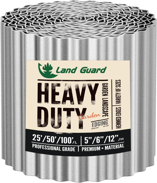 Land Guard Corrugated Garden Edging Border,12" x 50' Landscape Paver Edging, Tall Landscape Edging, Fence for Garden, Flower Bed, Lawn and Landscape Edging (Silver)