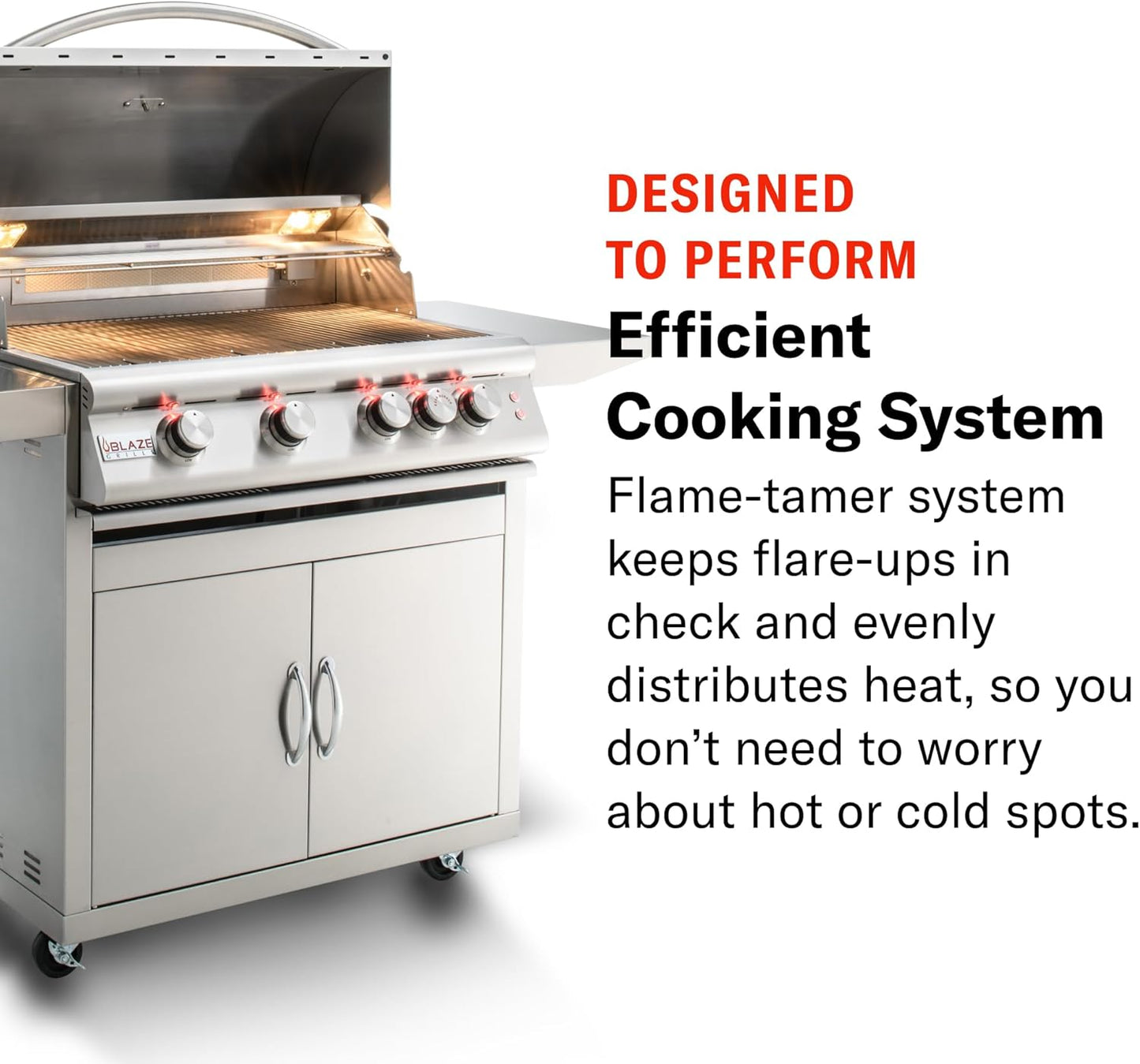 Blaze Outdoor Grill | 32-inch Stainless Steel Natural Gas BBQ Grill | 4 Burner Barbecue | Premium Outdoor Kitchen Grilling | Rear Infrared Burner & Grill Lights | BLZ-4LTE2-NG