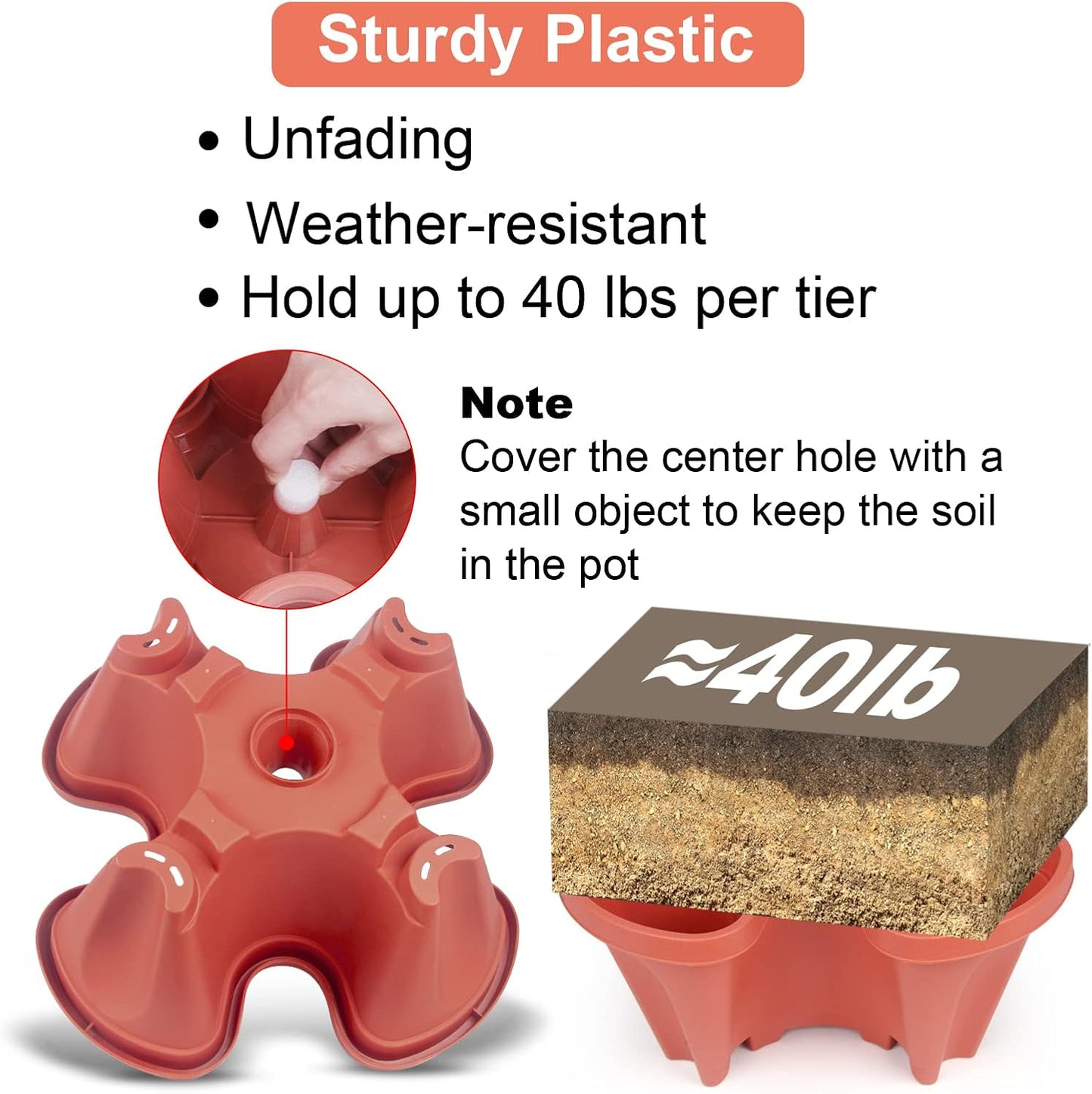 Vertical Planter 7 Tier Stackable Planters Garden Planters Strawberry Herb Flower and Vegetable Planter Indoor Outdoor Gardening Pots with Removable Wheels and Tools 2-Pack