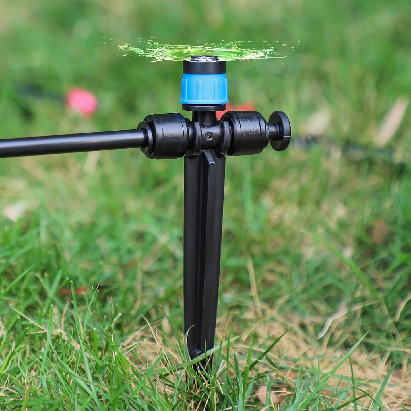 MIXC 24 Pack Push-to-Fit Drip Irrigation Emitters, Adjustable Vortex Drip Emitters for 1/4 inch Irrigation Tubing, 360 Degree Water Flow Irrigation Drippers for Drip Irrigation System