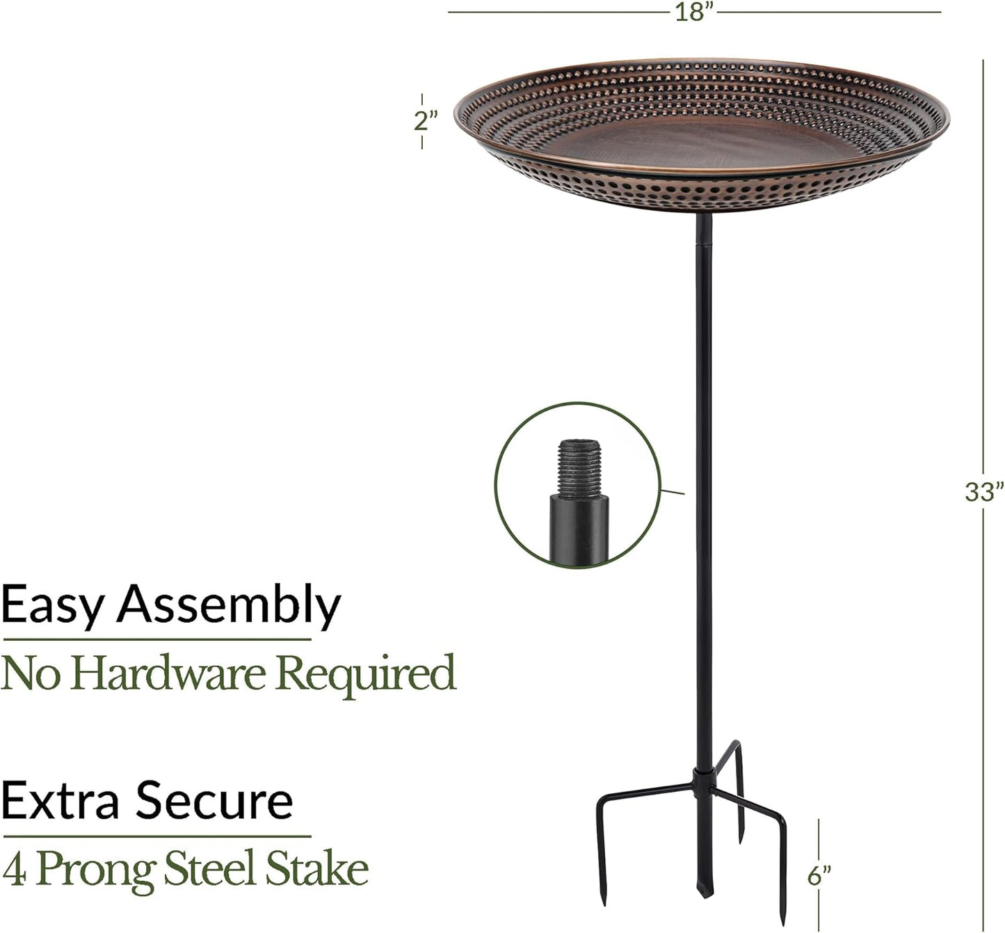 Good Directions Bronze Finish Bird Bath on Garden Pole 18"