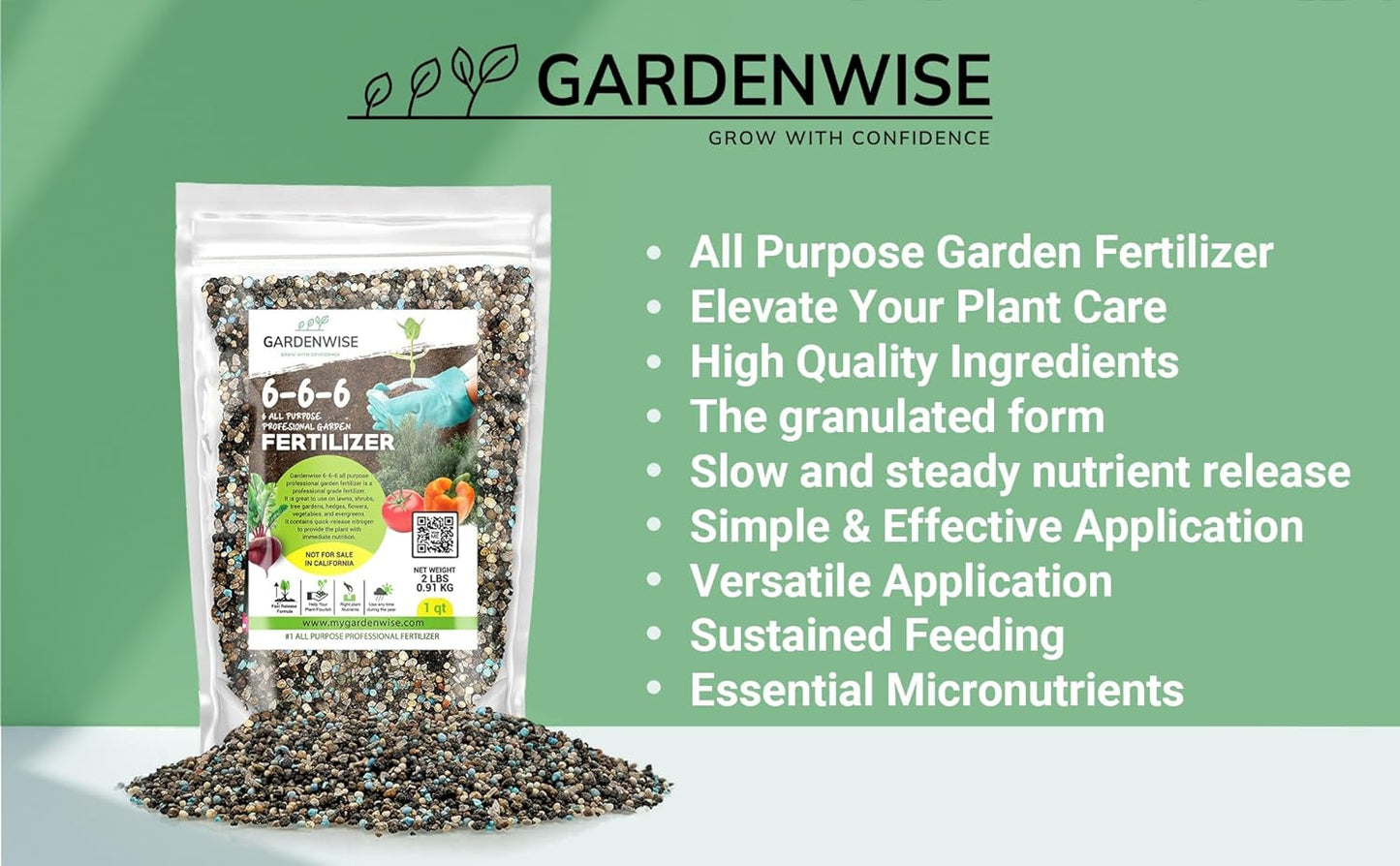 6-6-6 All-Purpose Professional Plant Food Fertilizer; Ideal for Winter Care & Spring Feeding, Perfect Balanced NPK for Indoor and Outdoor Plants (10 QUARTS)