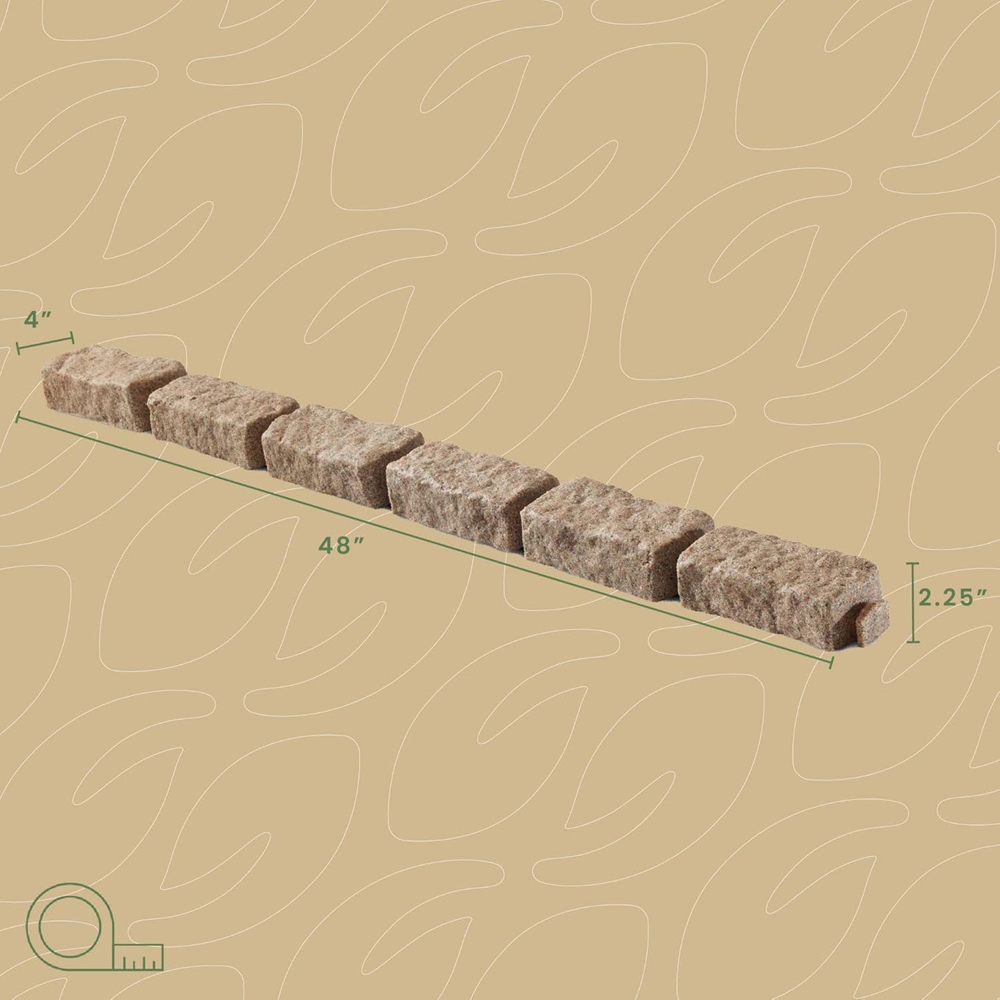 Beuta Landscape Edging | Garden Edging Border | Faux Stone Bricks for Lawn edging, Flower beds, Pathways & Yard Edging– 40 Packs | Each Section Has 6 Bricks 48"L x 4"W x 2.25"H |120 Spikes |Sandstone