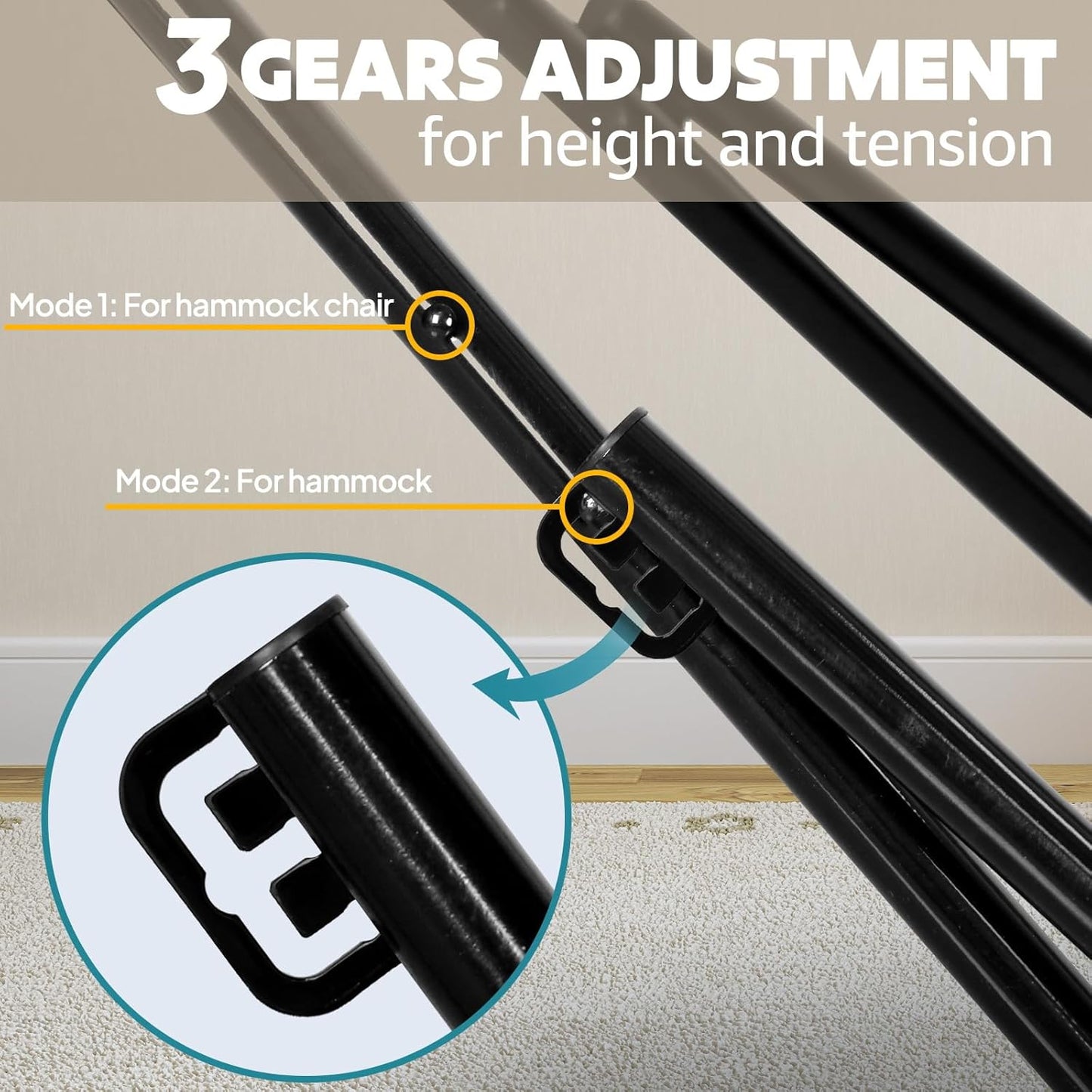 Anyoo 2 in 1 Hammock and Swinging Chair with Collapsible Steel Stand & Carrying Case,Portable & Adjustable,Easy Set Up for Outdoor,Indoor,Porch Swing,Patio,Garden,Camping Trip