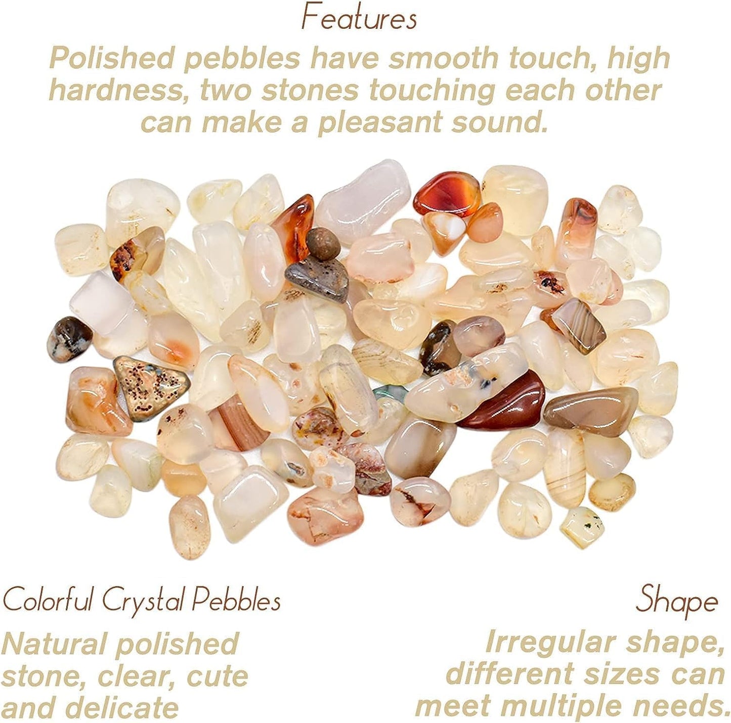 Halatool Crystal Pebbles 4 LB Bulk Bag 0.27"- 0.79" Natural Landscaping Pebbles Aquarium Gravel Decorative Polished Stone Suitable for Plants Home Decoration DIY Handmade Fish Tanks Vase Filler