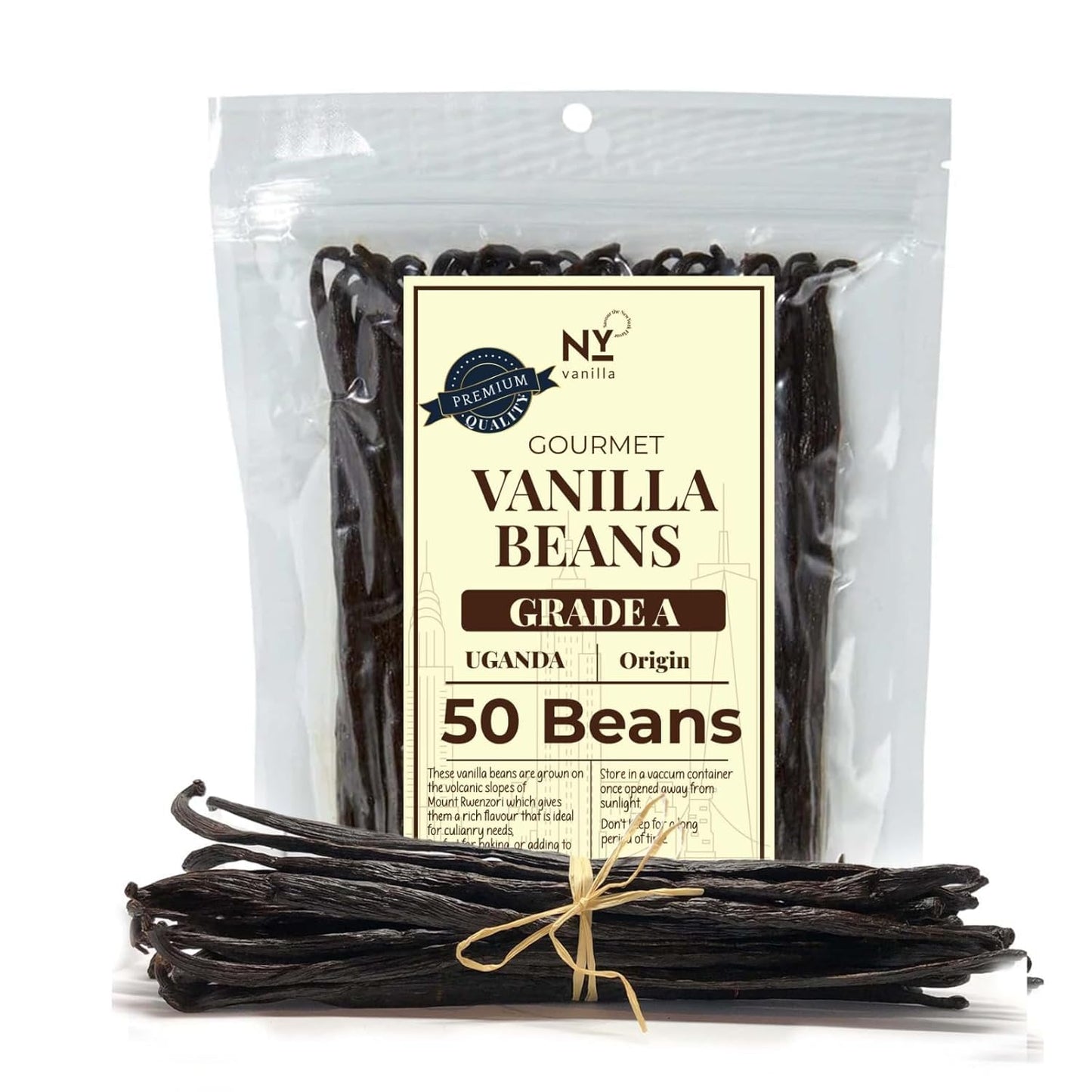 50 Vanilla Beans Grade A+, | Gourmet Whole Vanilla Bean Pods For Making Extract & Baking, Cooking & Homemade Extract| ~6-8 inches, Non-GMO. By NYVanilla