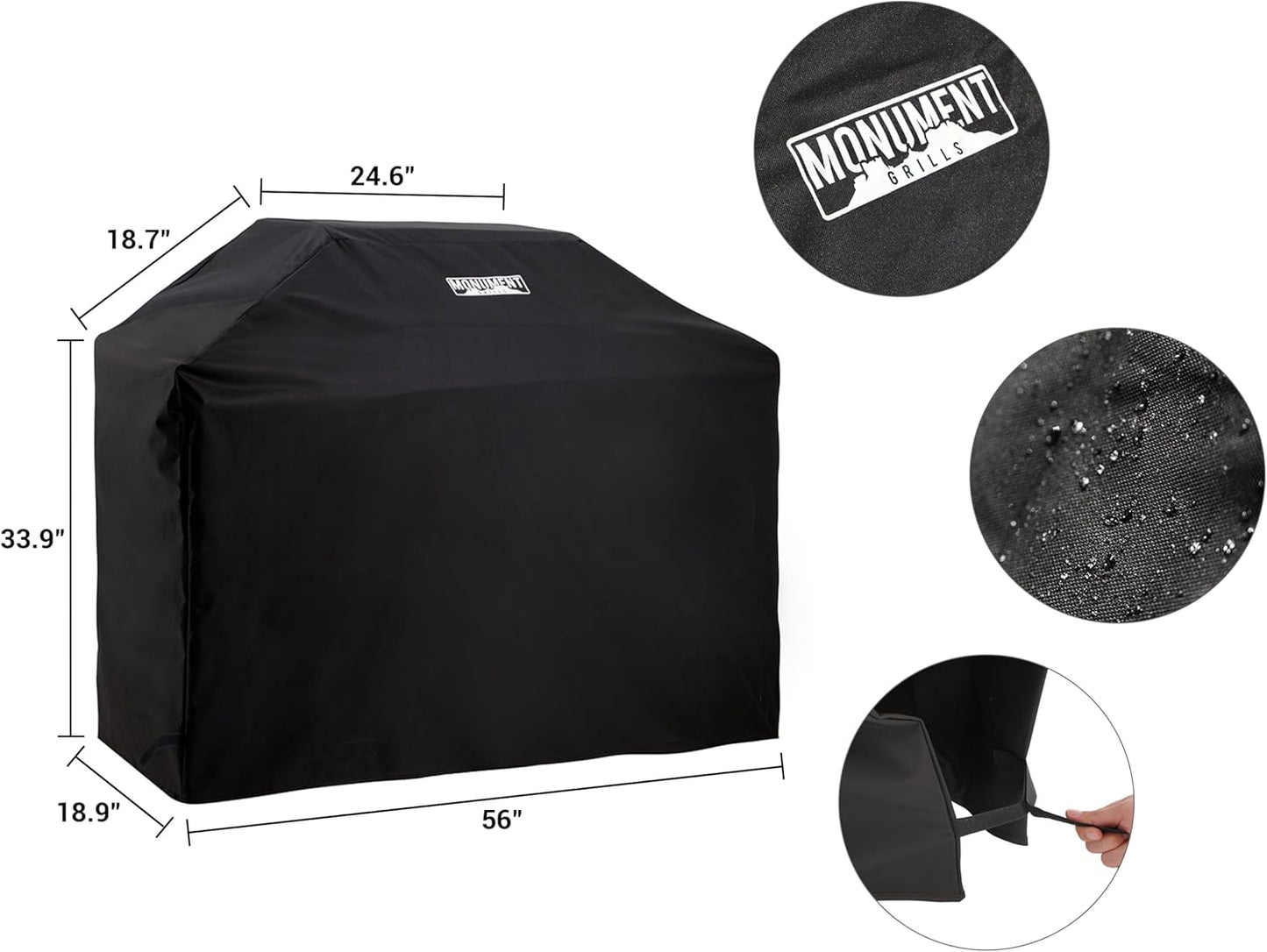 Monument Grills 4-Burner Liquid Propane Gas Grill, Matte Black Stainless Steel Burner Grill with Clearview® Lid, One Foldable Shelf for Outdoor Cooking Kitchen Patio Backyard, Mesa420MF with BBQ Cover