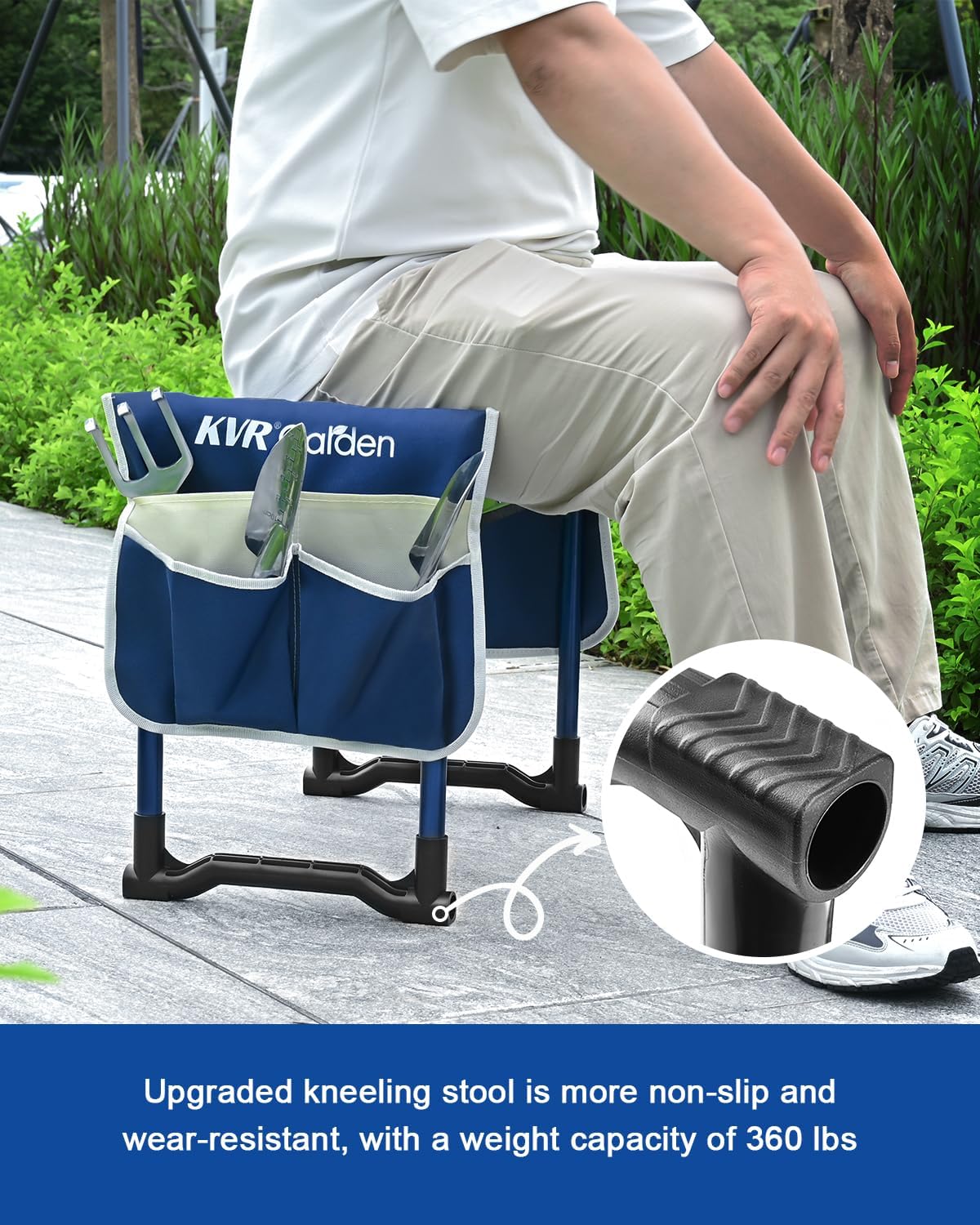 KVR Garden Kneeler and Seat Set 2025 Upgraded - Heavy Duty Foldable Bench Chair with 3 Tools & 2 Tool Pouch + Multi-Purpose Bag, Gardening Stool Gifts for Seniors, Women, Mom