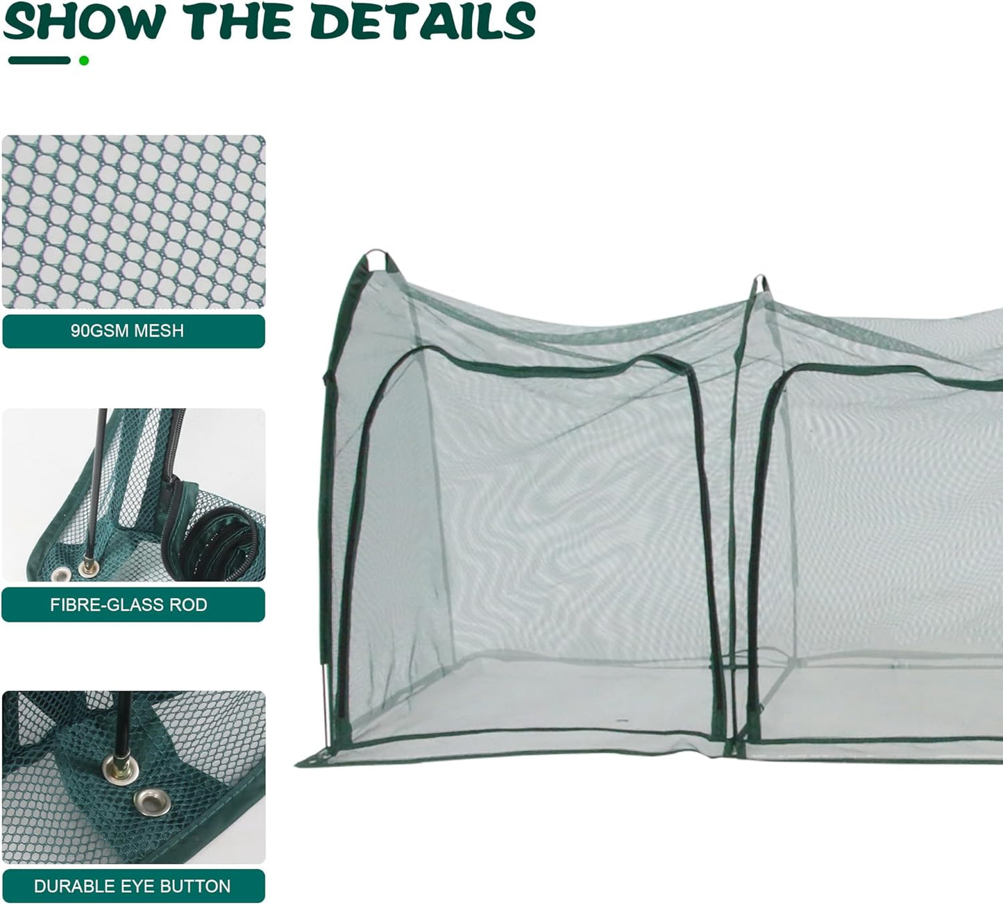 Flexible Net Grow Tunnel - Garden Greenhouse Mesh Cover Growhouse Cloche for Protecting Fruit Vegetables Plants Cultivation (5M)