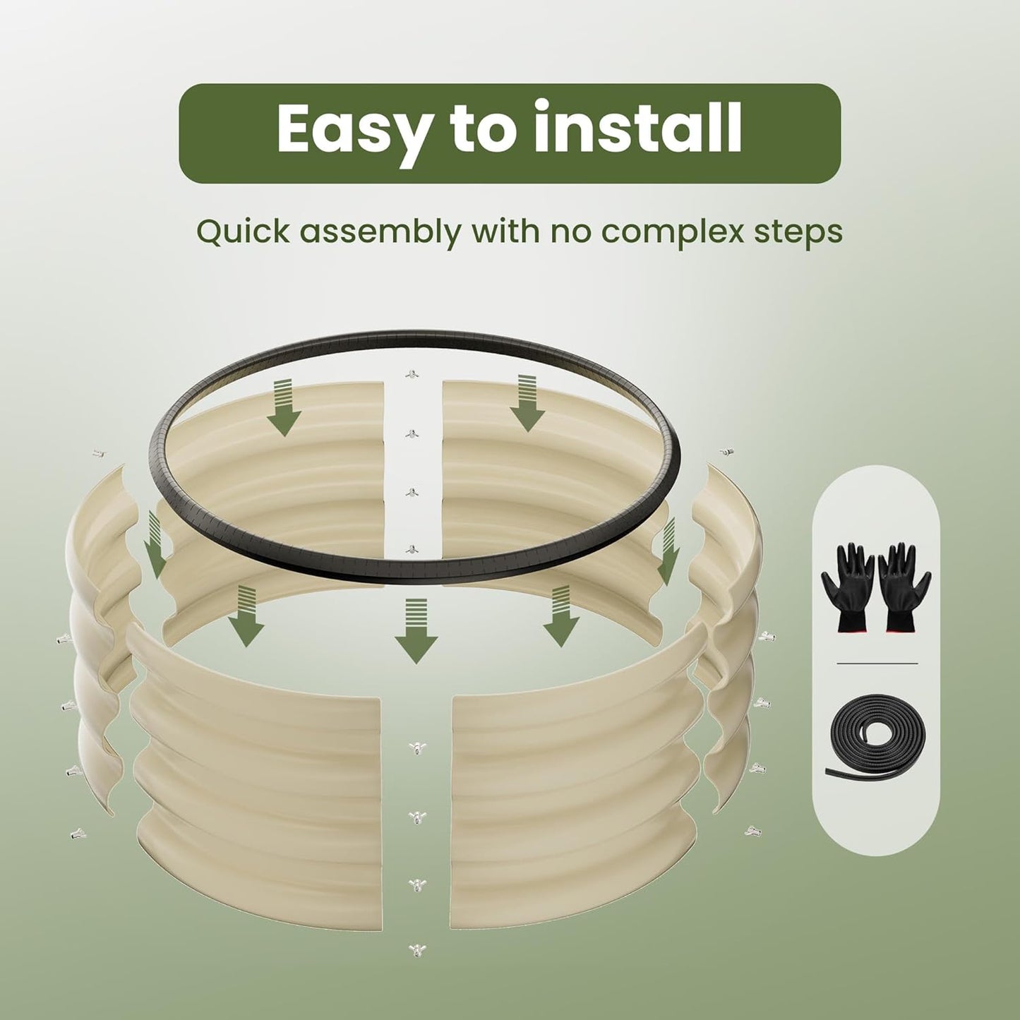 ZXZYHFTY Round Galvanized Raised Garden Bed kit,White Outdoor Garden Raised Planter Box, Round Large Metal Raised Garden Beds for Vegetable 2 * 2 * 1ft 3 Pcs