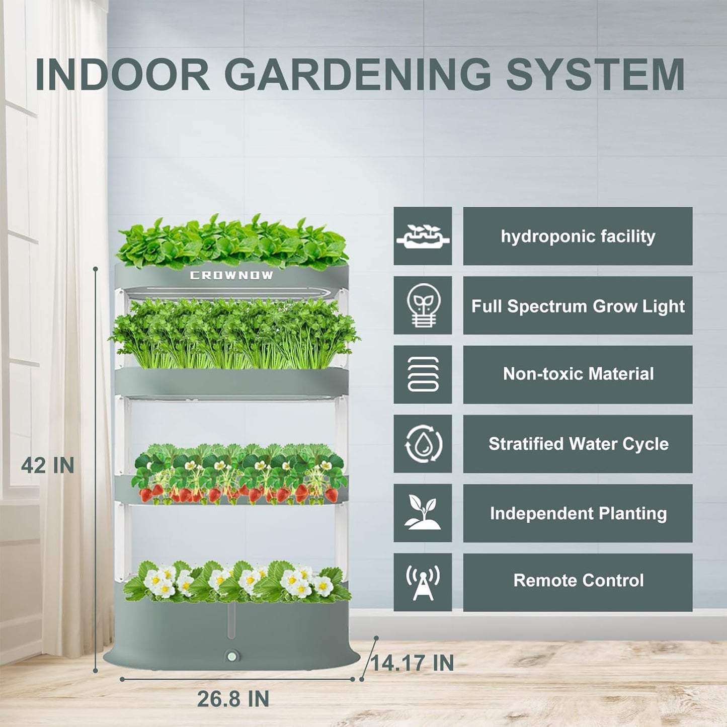 64 Pods Large Capacity Hydroponic Tower,4-Layer Hydroponics Growing System Kit with Full-Spectrum LED Grow Light,Timing Control,Indoor Hydroponic Garden for Plants Herb Vegetable