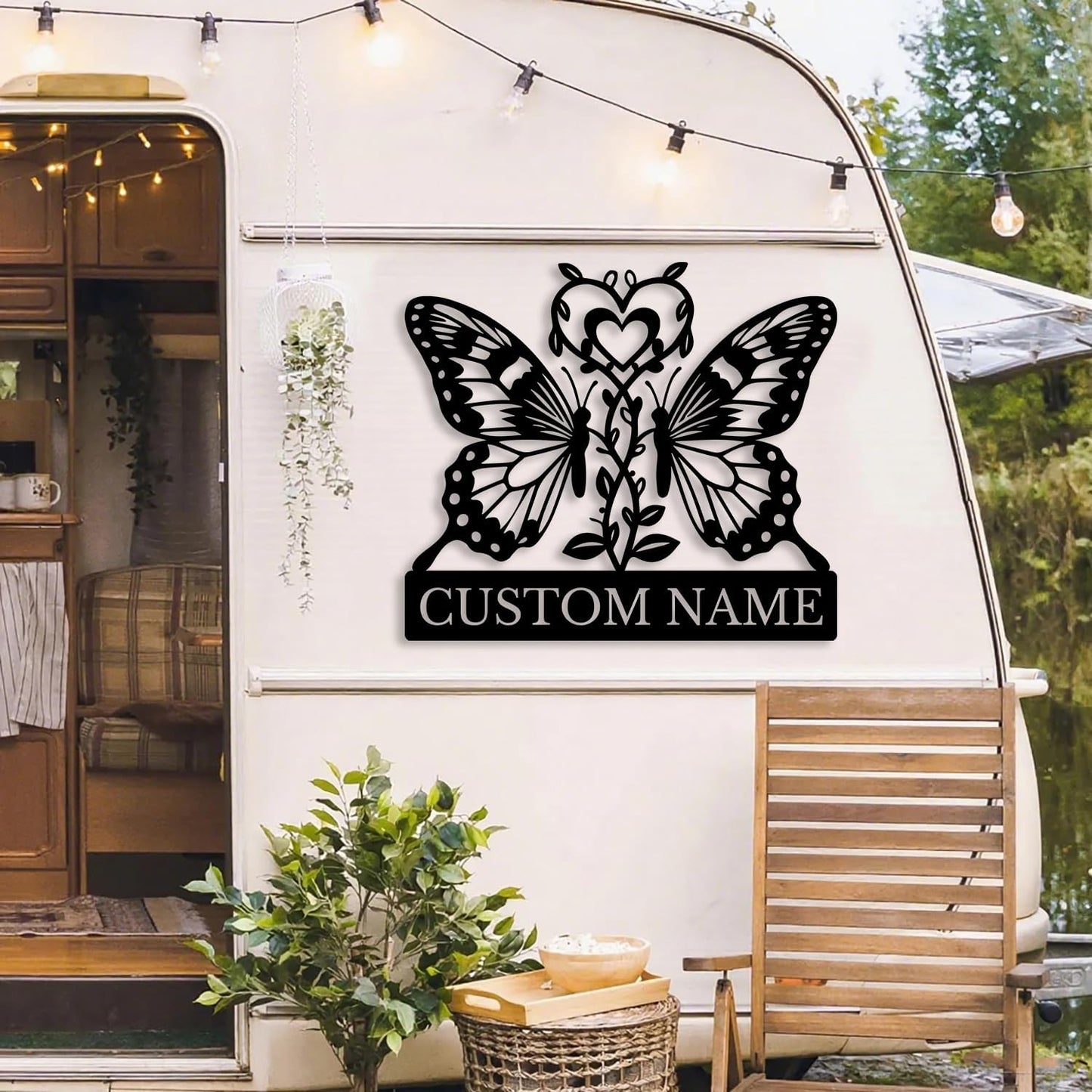 Custom Butterfly Metal Sign,Personalized Butterfly House Number Signs,Personalized Gardener Name Sign,Garden Patio Wall Decor (Style-6)