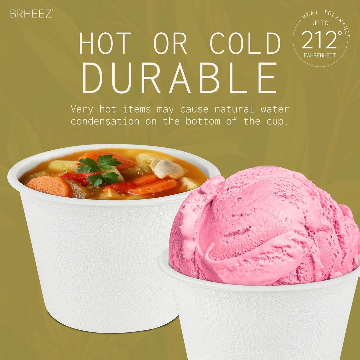 brheez 2 oz - Pack of 100 Disposable Bagasse Fiber Souffle Cups , 100% Natural Biodegradable & Compostable Perfect for Condiments Small Portion & Samples , Eco Friendly Paper Alternative - White