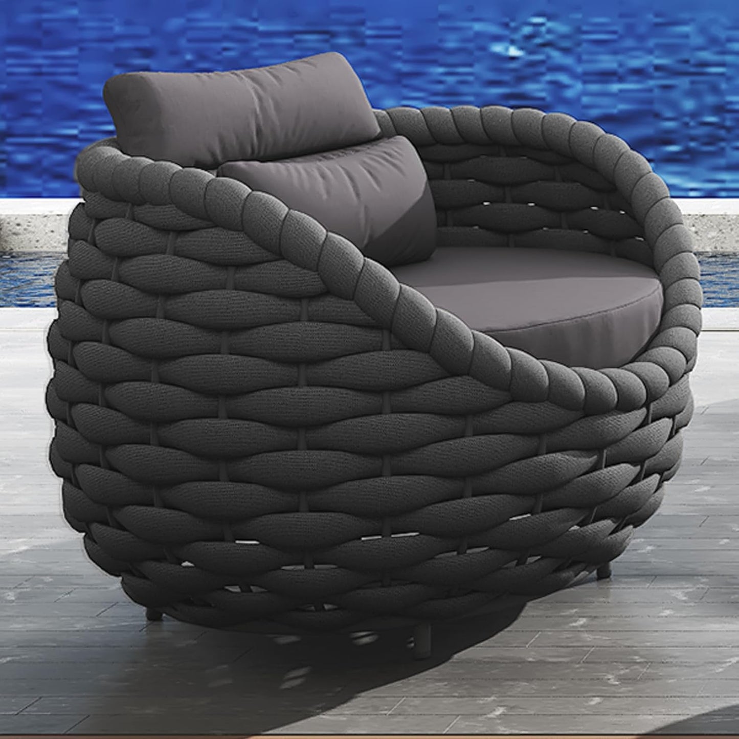 TWT Patio Sofa All-Weather Textilene Rope Balcony Furniture with Cushions & Pillows, Patio Couch Outdoor Patio Furniture Set for Patio, Balcony, Backyard, Deck, Poolside,Dark Grey