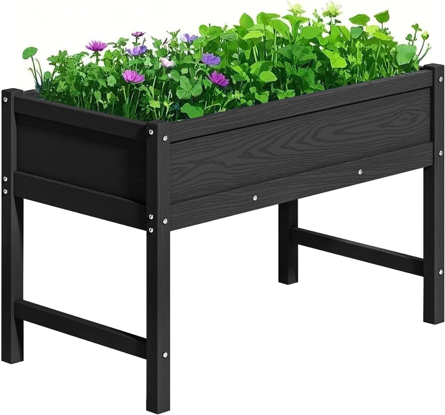 Raised Garden Bed Outdoor with Legs,HDPE Elevated Planter Box Rot-Resistant and Non-Cracking,Raised Beds for Gardening for Backyard, Patio, Balcony, 300lb Capacity Black