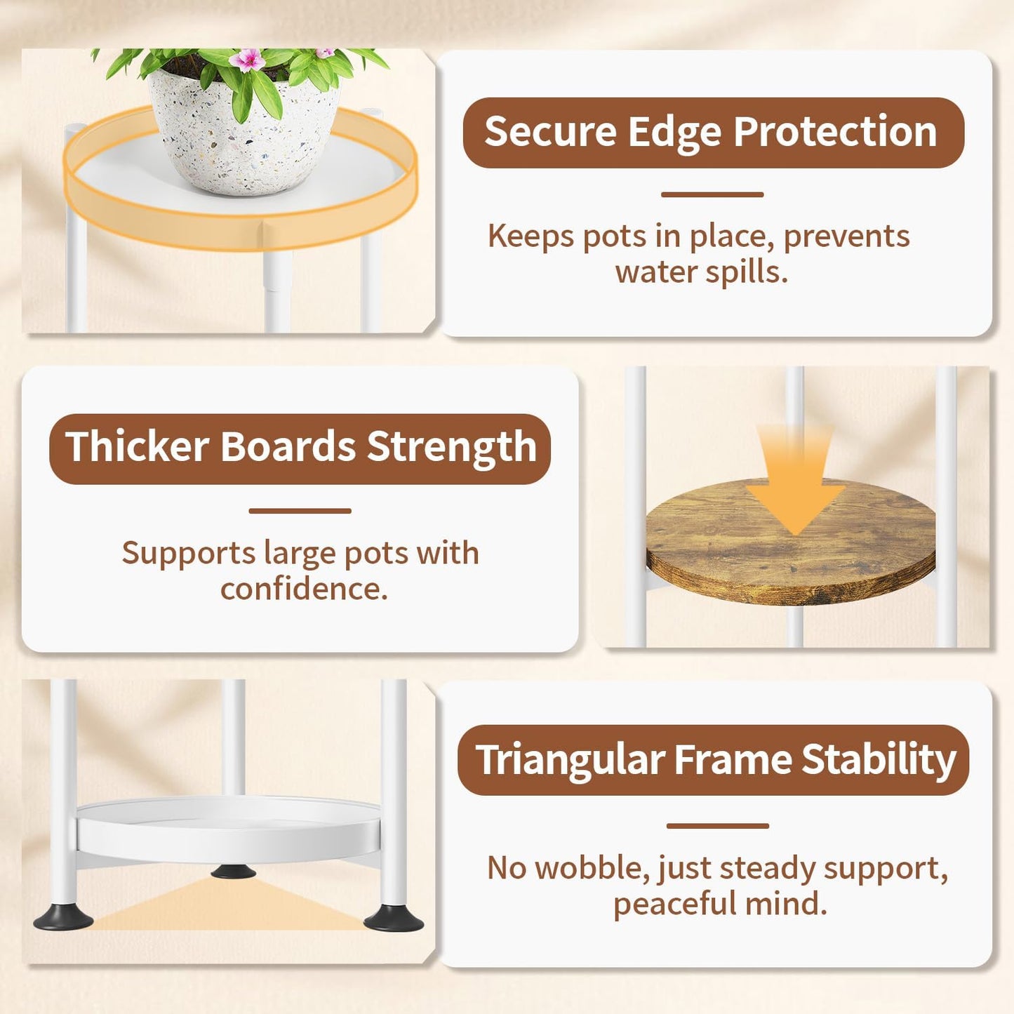 LASZOLA 4 Tier White Plant Stand Indoor for Large Tall Heavy Duty Flower Planter, Metal Vertical Multi Level Rack for Narrow Floor Corner, Sturdy Round Holder Organizer, Modern, Mid Century, Farmhouse