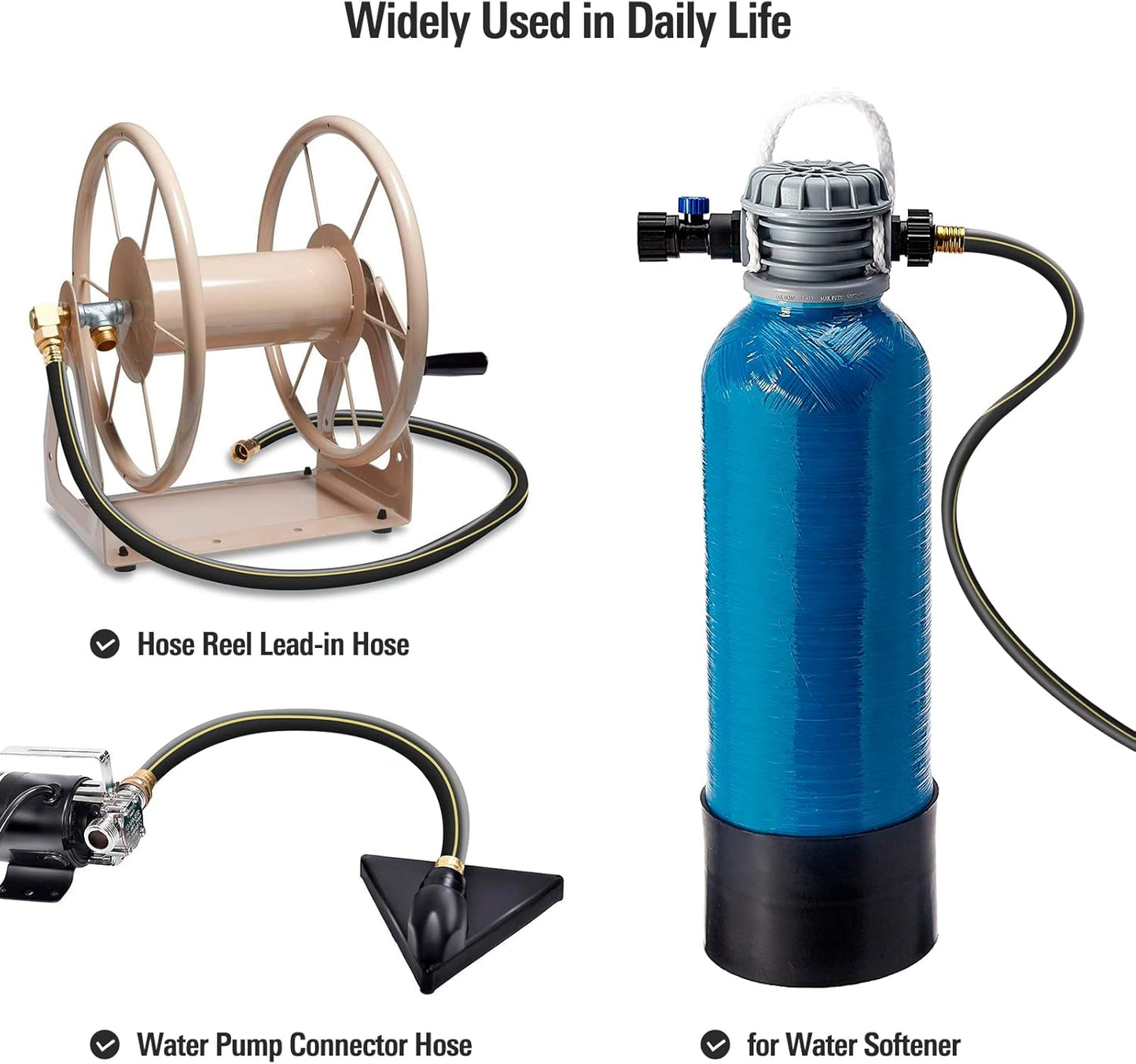 Solution4Patio Short Leader Garden Hose 3/4 in. x 10 ft. -Heavy Duty Durable Flexible Lightweight Water Pipe -Brass Aluminum Ends for Household & Commercial -Kink Free, Leakproof, Male/Female Fittings