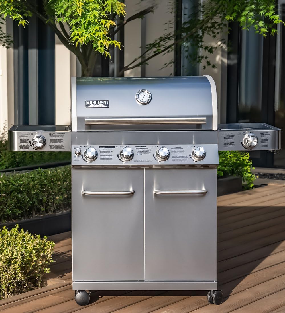 Monument Grills Larger 4-Burner Propane Gas Grills Stainless Steel with Cooking Grids(2 Items)