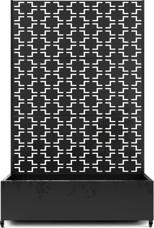 Raised Garden Bed with Trellis and Wheels,73"x47"x16" Metal Raised Garden Bed,Black Squared Metal Planter with Climbing Trellis for Vines & Vegetables