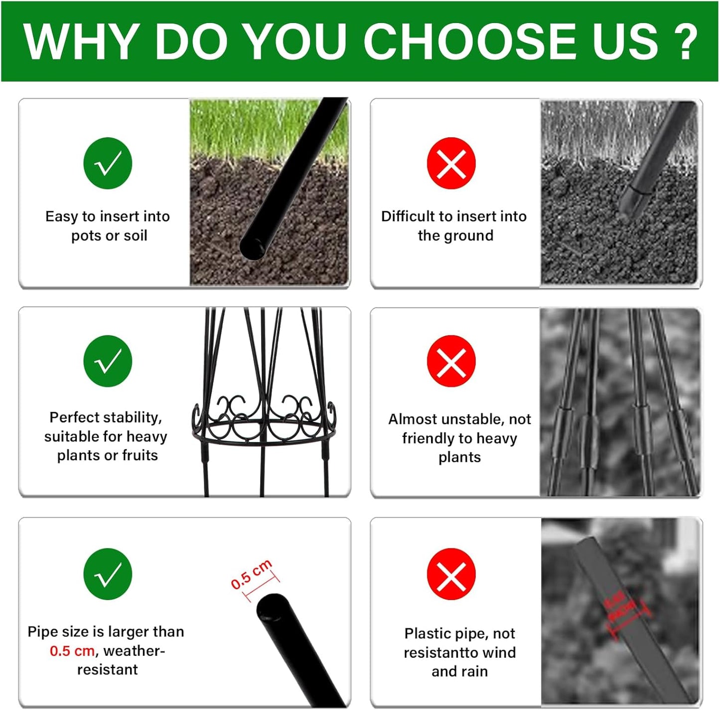 Indoor Plant Trellis for Potted Plants - Plant Support & Garden Decor Obelisk for Climbing Pothos, Indoor/Outdoor Metal Trellis, 29.5" Height