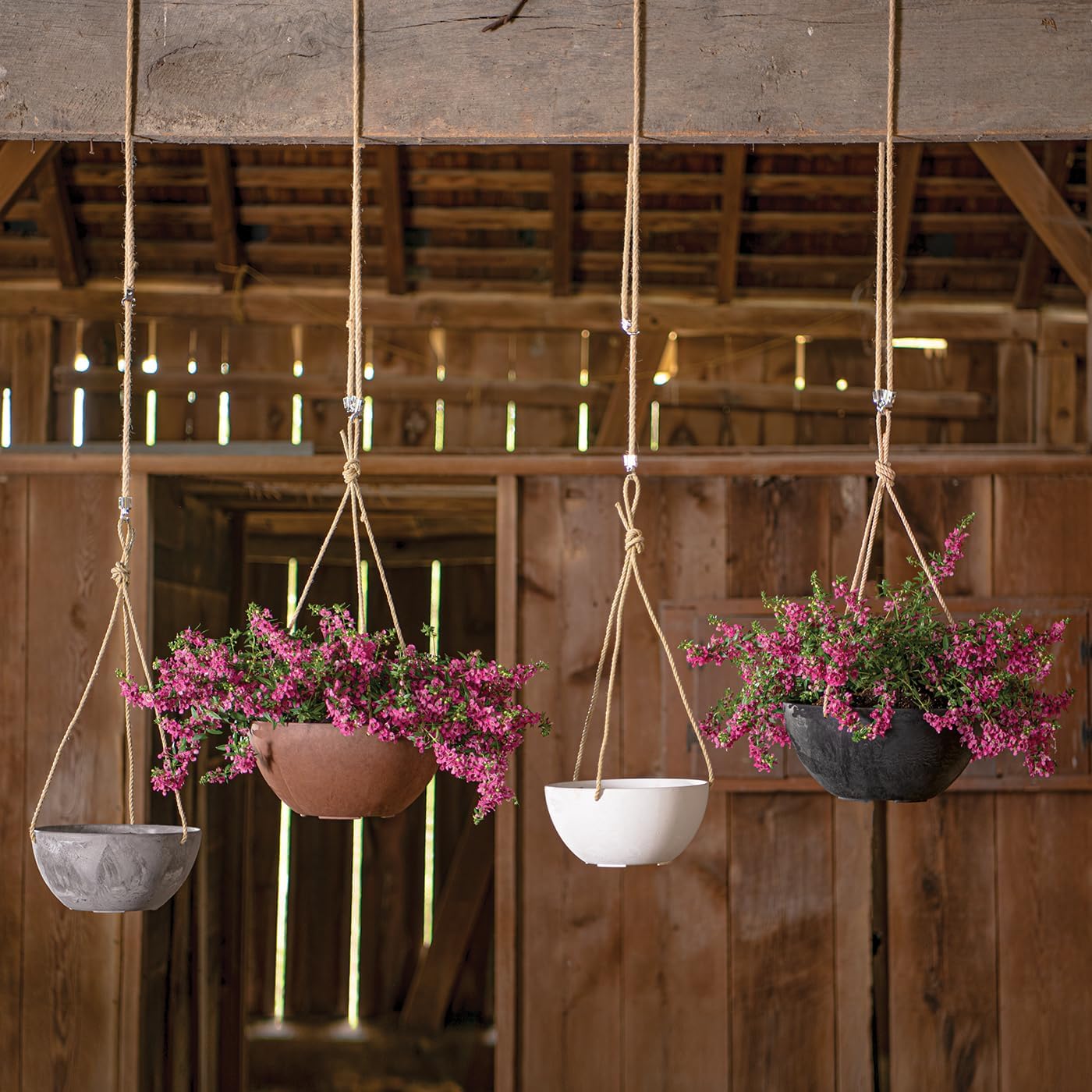 Root & Vessel Self Watering Hanging Planter for Indoor or Outdoor Plants, Unique Marbled Hanging Basket Made of Eco-Friendly Blend of Stone & Plastic, Gray, 10"