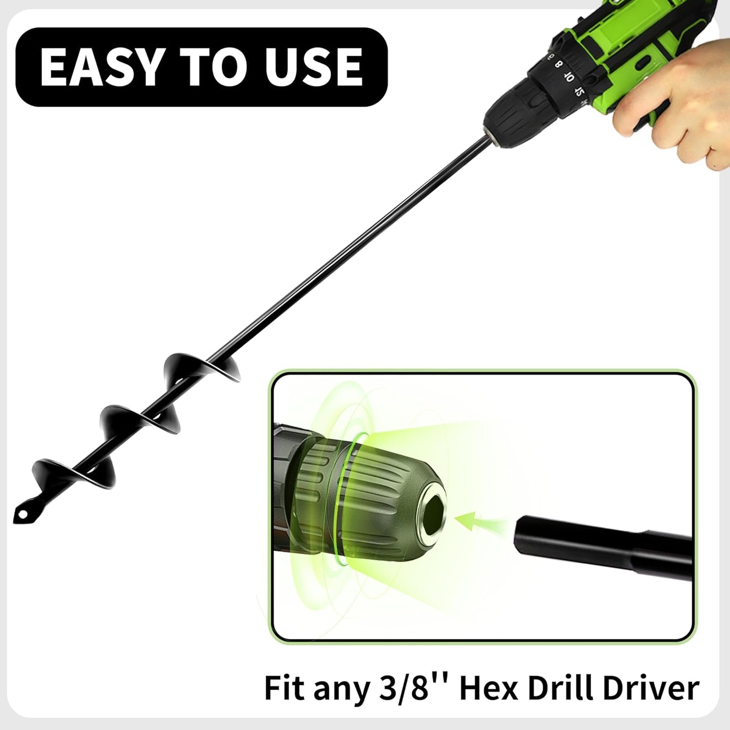 Auger Drill Bit for Planting – 3.5" x 16" and 1.6" x 16.5" Garden Auger Drill Bit for Cordless Drill,Efficient Planting Auger for Bulbs,Flowers,and Vegetables