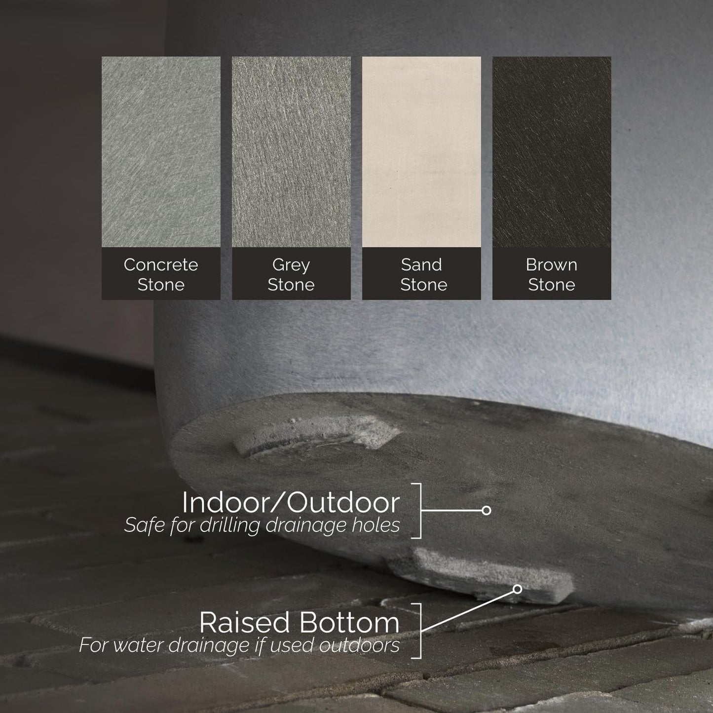 Orbo Large Planter – Fiberglass Indoor/Outdoor and Weather-Resistant Globe Planter (Concrete Stone, 35.4" D x 31.3" H)