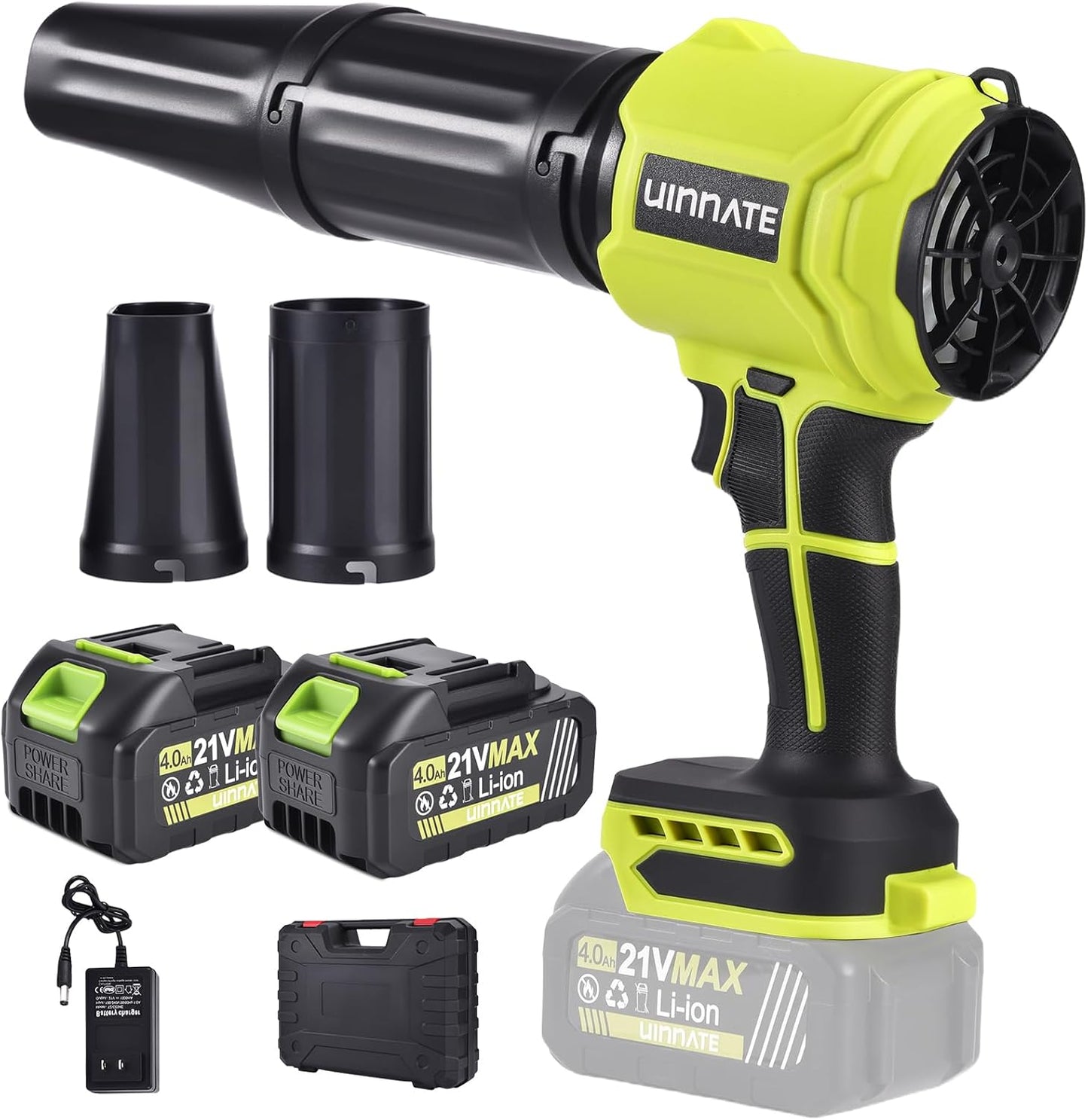 Leaf Blower Cordless with 2 Battery and Charger, Electric Blowers for Lawn Care & Garden, 21V 4000mAh Battery Powered Leave Blowers, Lightweight Handheld Blower for Patio, Car, Dust, Driveway