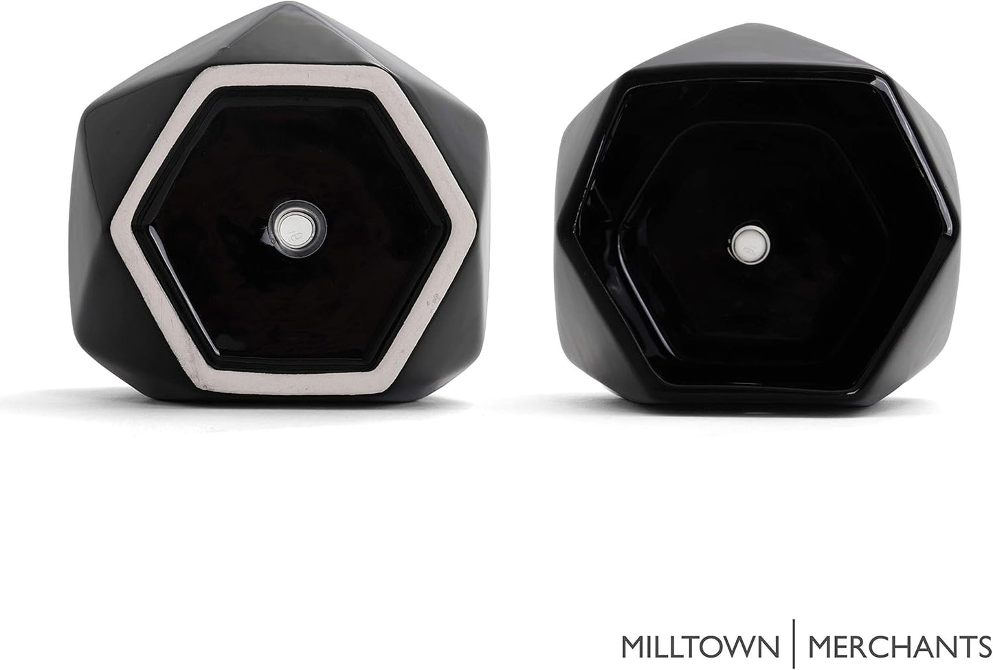 Milltown Merchants Succulent Wall Planters - Ceramic Wall Mounted Planters - Succulent Plant Pots - Hanging Vases (1 Pack/Geometric/Black)