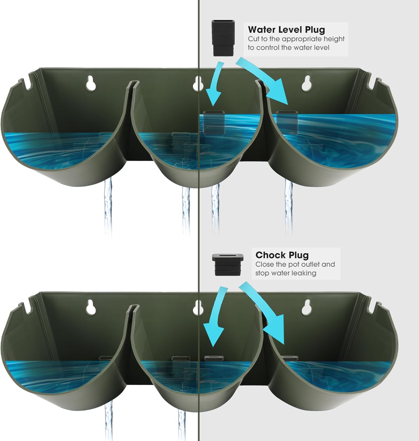 Worth Garden Upgraded 6 Sets (18 Pockets) Self Watering Stackable Vertical Planters - Wall Mounted Plastic Plant Grow Pots for Strawberries Flowers Herbs - Indoor Outdoor Green Wall Decoration (Green)