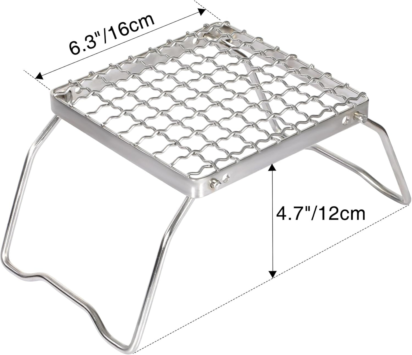 REDCAMP 6" Small Folding Campfire Grill, 304 Stainless Steel Firepit Grill Grate, Heavy Duty Portable Camping Grill with Carrying Bag for Outdoor Cooking Backpacking Hiking Picnics BBQ