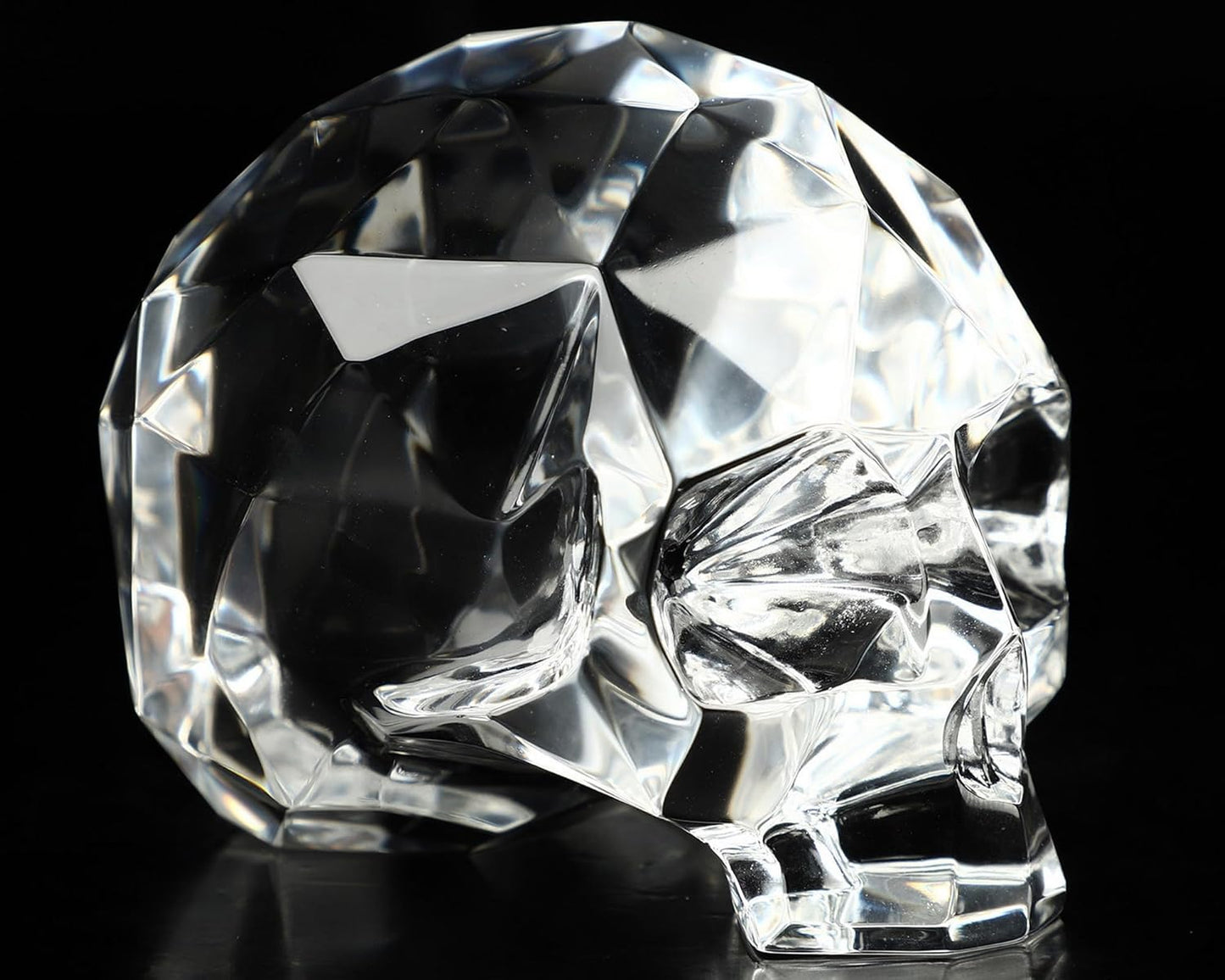 Skullis 3.8" K9 Crystal Skull, Hand Carved Gemstone Fine Art Sculpture, Reiki Healing Stone Statue.828