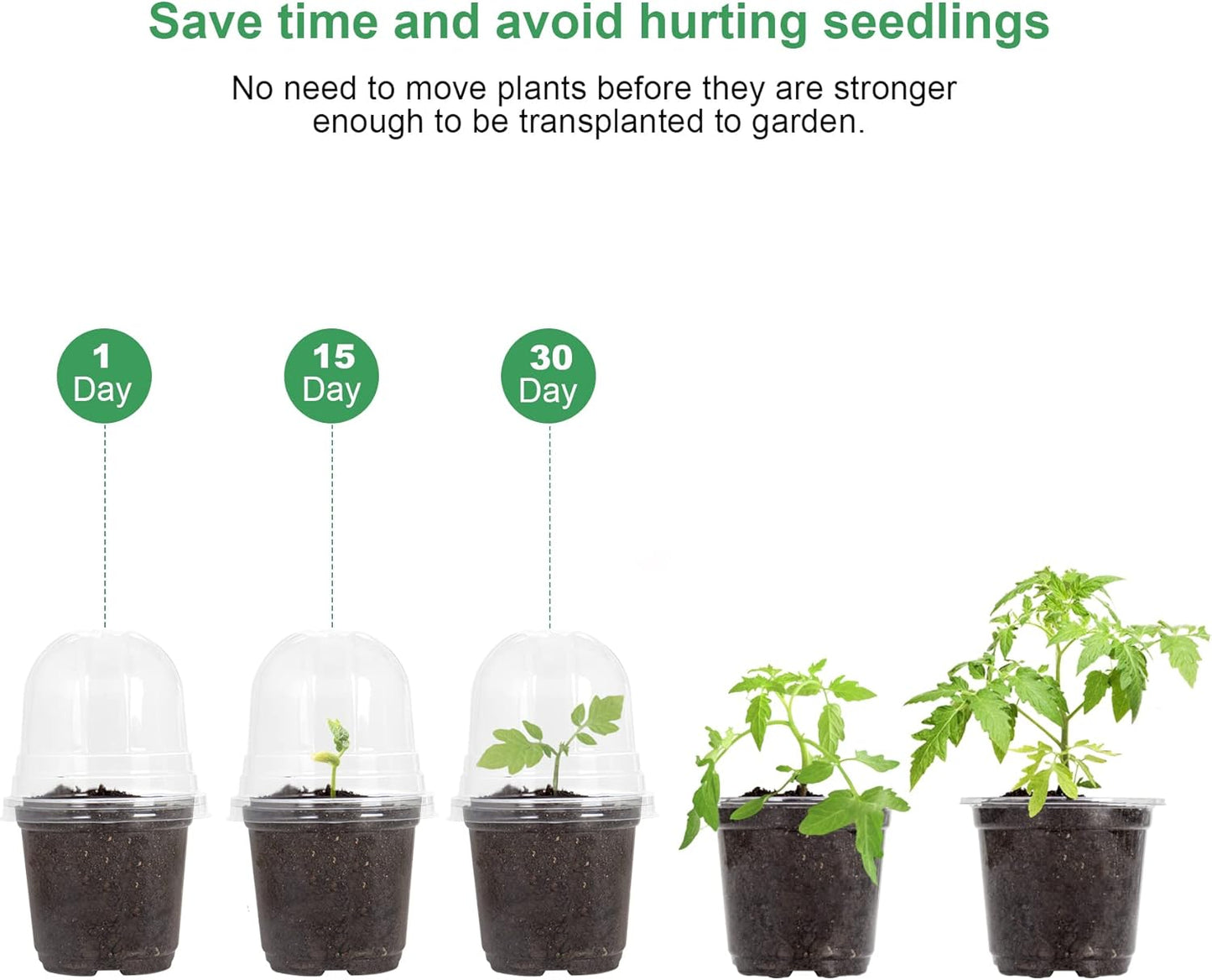 MIXC Clear Plant Nursery Pots with Humidity Dome 4" Soft Transparent Plastic Gardening Pot Planting Containers Cups Planter Small Starter Seed Starting Trays for Seedling with 10pcs Plant Labels