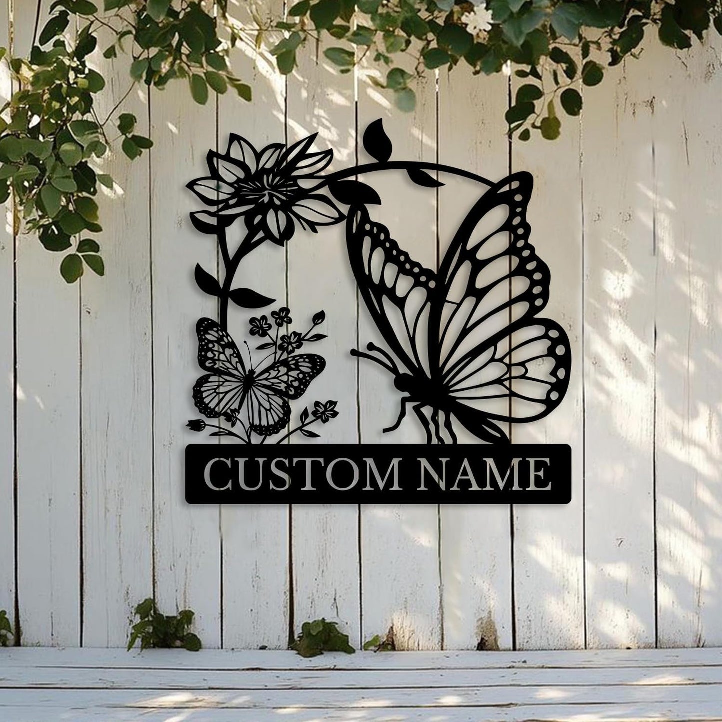 Custom Butterfly Metal Sign,Personalized Butterfly House Number Signs,Personalized Gardener Name Sign,Garden Patio Wall Decor (Style-5)