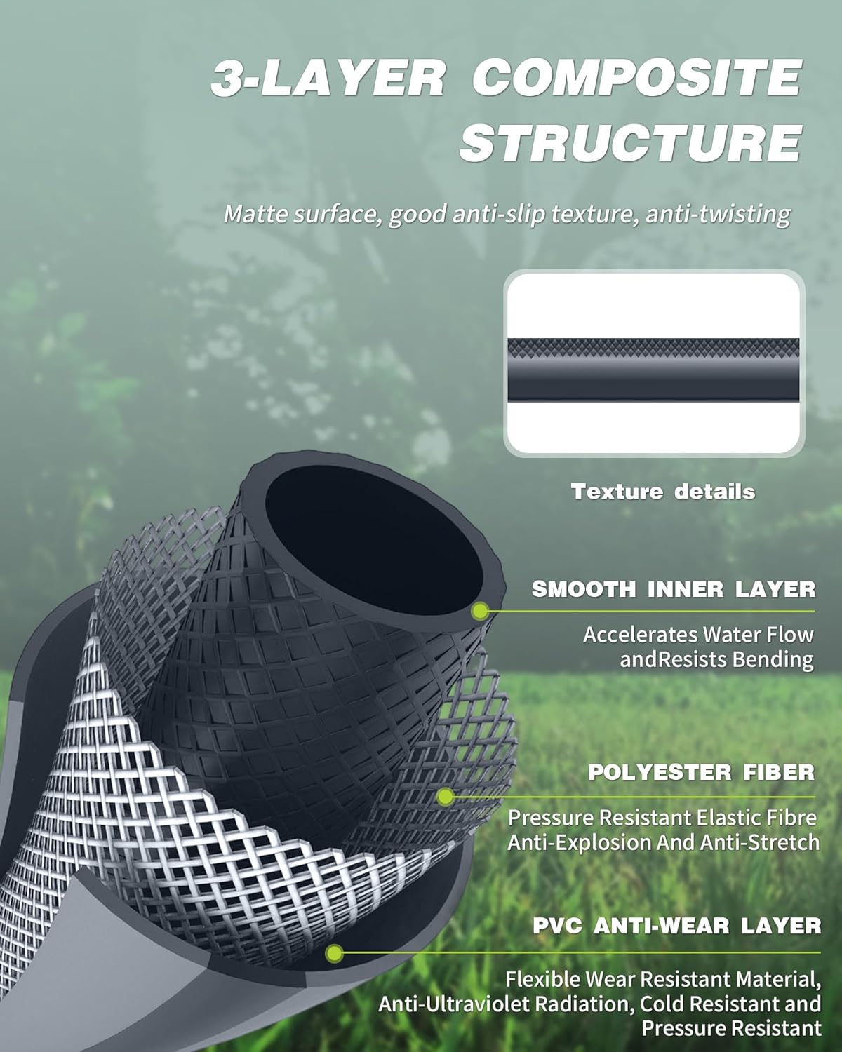 Retractable Garden Hose Reel 1/2 in x 130 ft Professional Metal Bracket & 9-Pattern Metal Nozzle UV Resistant Brass Fitting Heavy Duty Wall Mount Any Length Lock Slow Retraction 180° Swivel