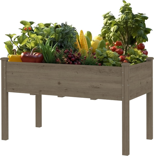 MUPATER 4'x2' Raised Garden Bed, Elevated Planter Box with Drainage Holes for Herbs and Vegetables, Raised Garden Bed with Four Legs for Garden, Patio and Greenhouse, Brown