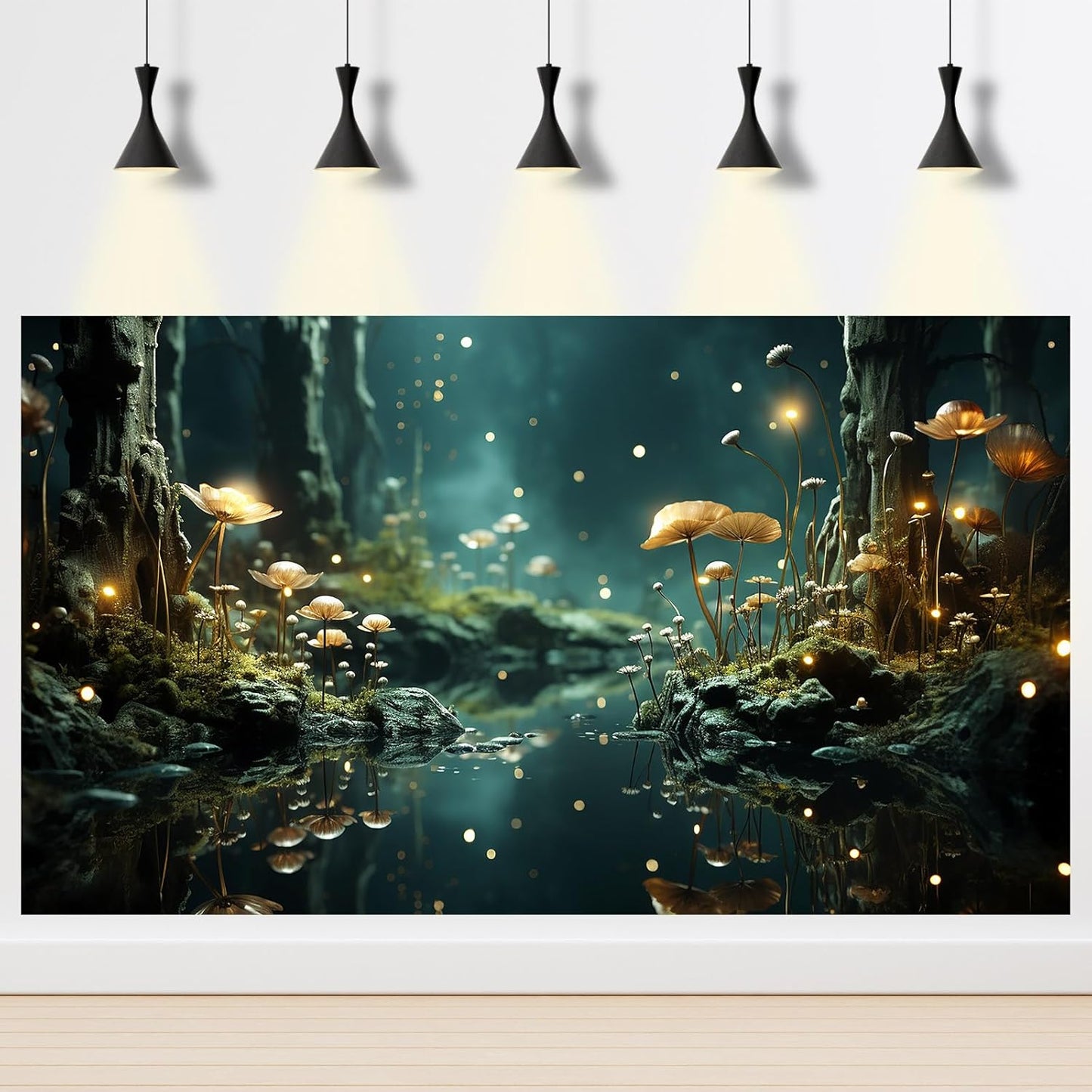 Fantasy Aquarium Background Rock Flowers Tranquil Water Scene Terrarium Backdrop Fantasy Lights Fish Tank Background Reptile Habitat Backdrop Aquarium Poster Wallpaper Decor Vinyl 36x24in