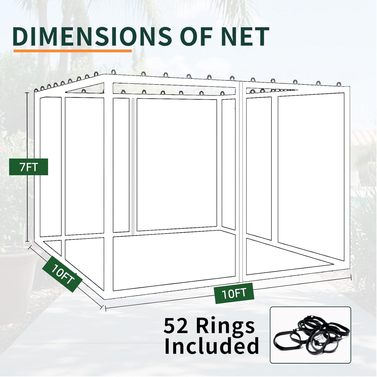 Replacement Gazebo Mosquito Netting 10' x 10',Universal Netting for Canopy Tent,4-Panel with Zipper for Outdoor Patio,Backyard (Mosquito Net Only,Black)