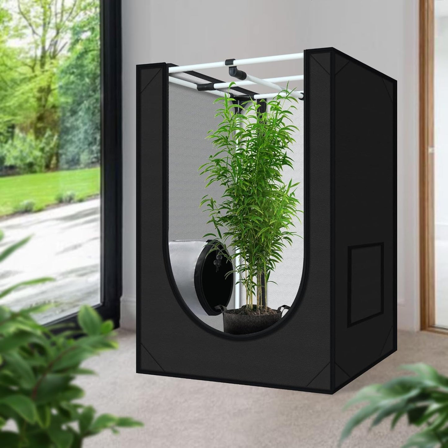 zazzy Grow Tent, 24"x24"x36" Hydroponic Mylar Grow Tent Reflective Garden Growing Dark Room with Observation Window, Removable Floor Tray and Tool Bag for Indoor Plant Growing 2'x2'