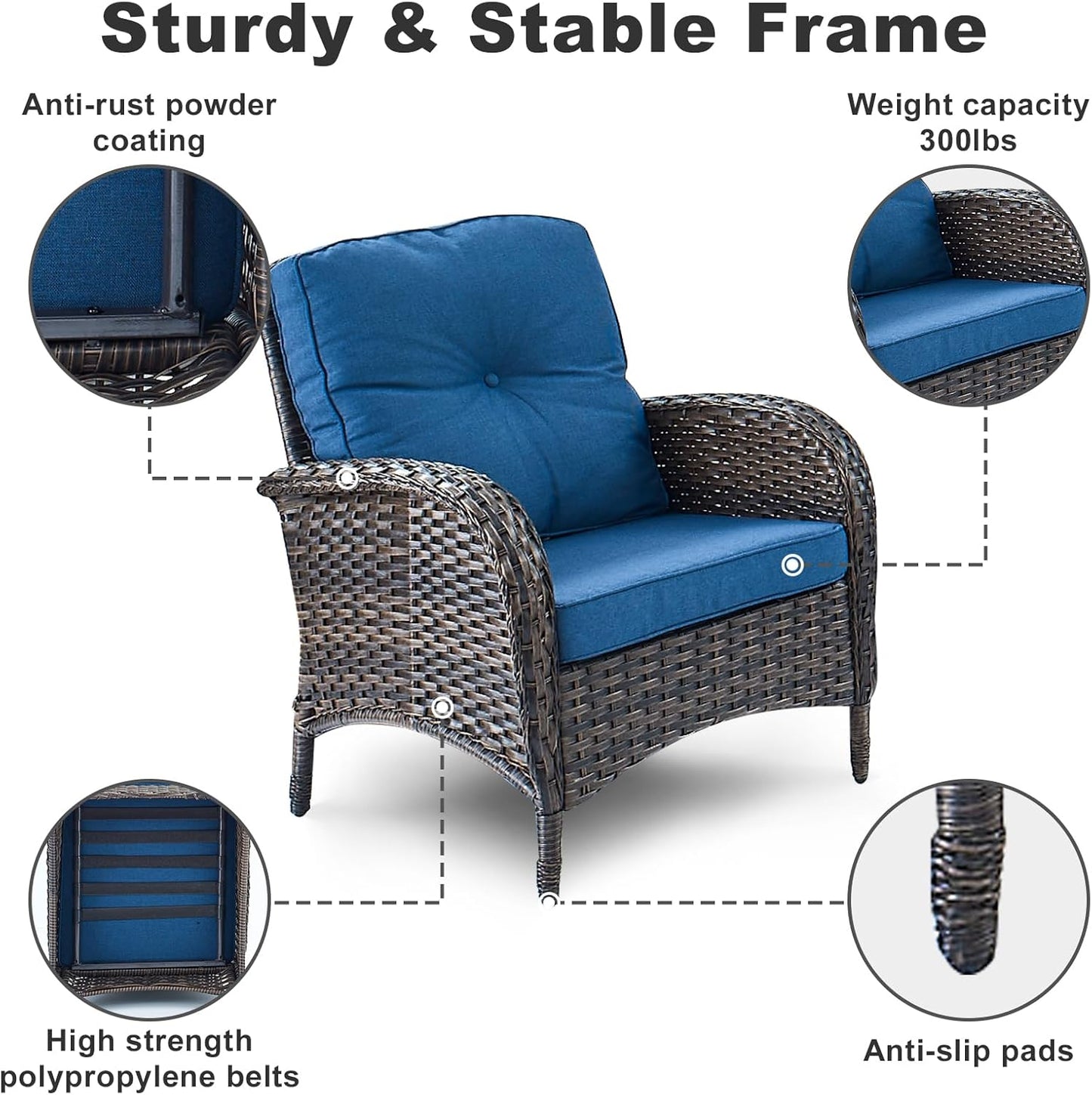 HUMMUH 7-Piece Outdoor Patio Furniture PE Wicker Patio Conversation Set,High Back Patio Couch with Coffee Tables Outdoor Chairs for Backyard,Porch,Deck