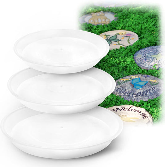 U0U 3 Size Round Stepping Stone Mold,10" 11.4" 12.6" Cement Molds for Concrete,White Plastic Concrete Molds for Casting Garden Pathmate Pavement Precast and Forms Walkway