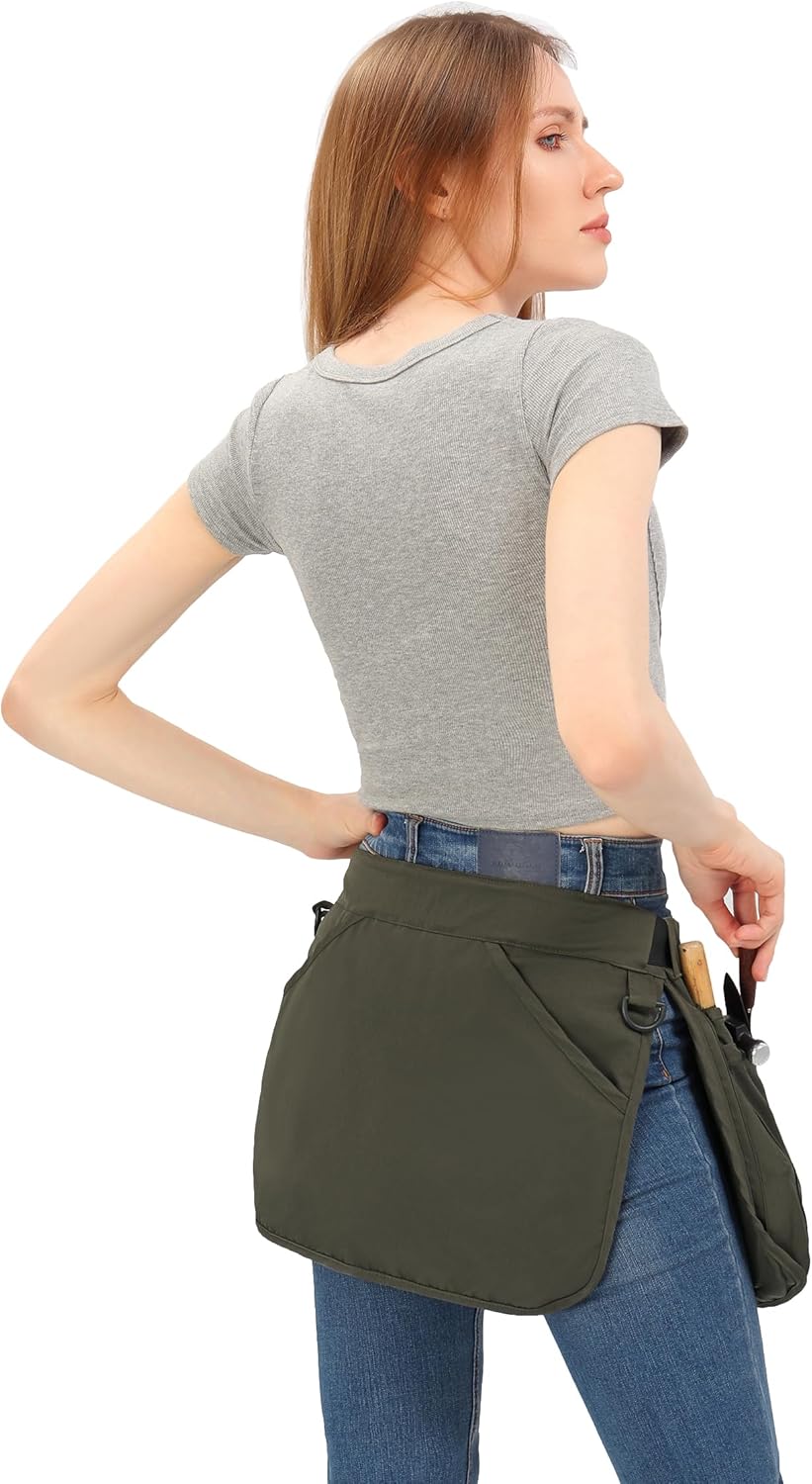 C-ZOFEK Multi-pocket Waist Belt Apron Bag for Women/Men, Garden Tools for Gardener, Green