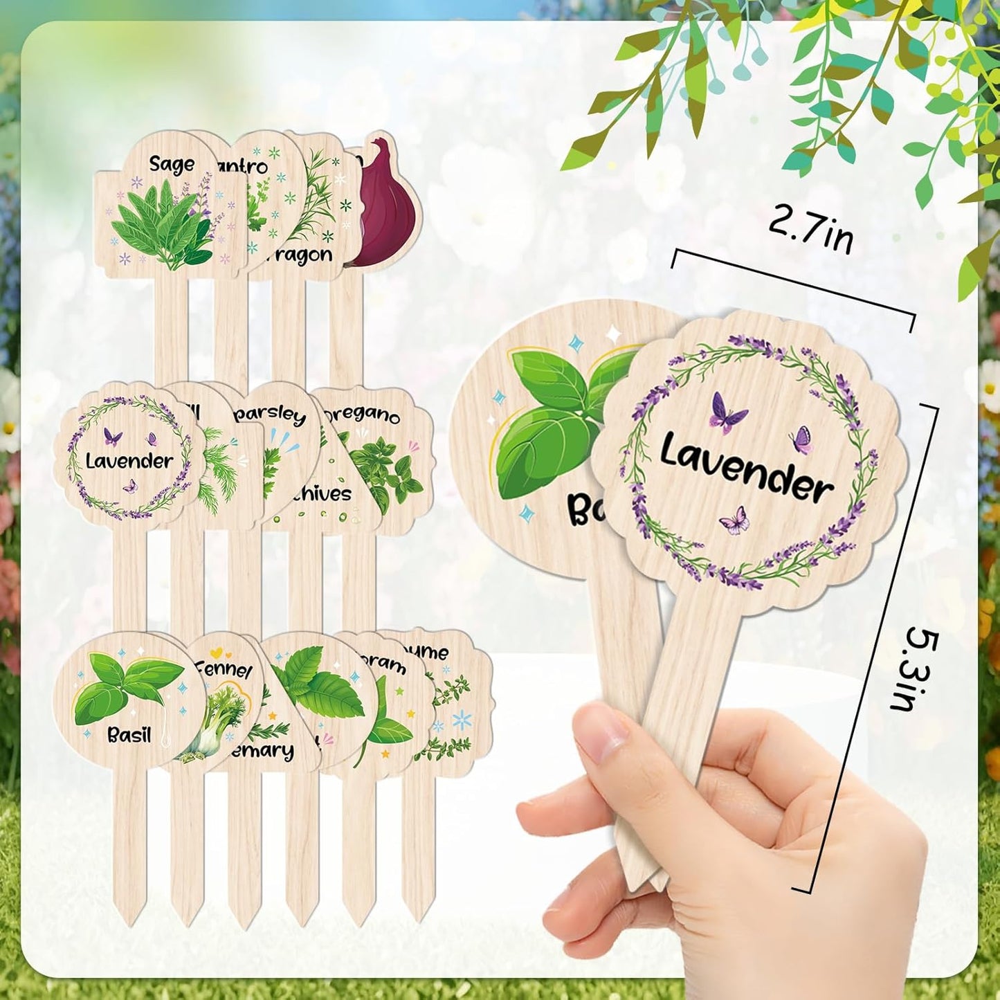 Plant Label Signs- 15PACK Herb Garden Markers, Plant Labels for Outdoor Garden Waterproof, Plant Tags with Names, Indoor Patio Tags for Succulent Flowers Greenery Seedling