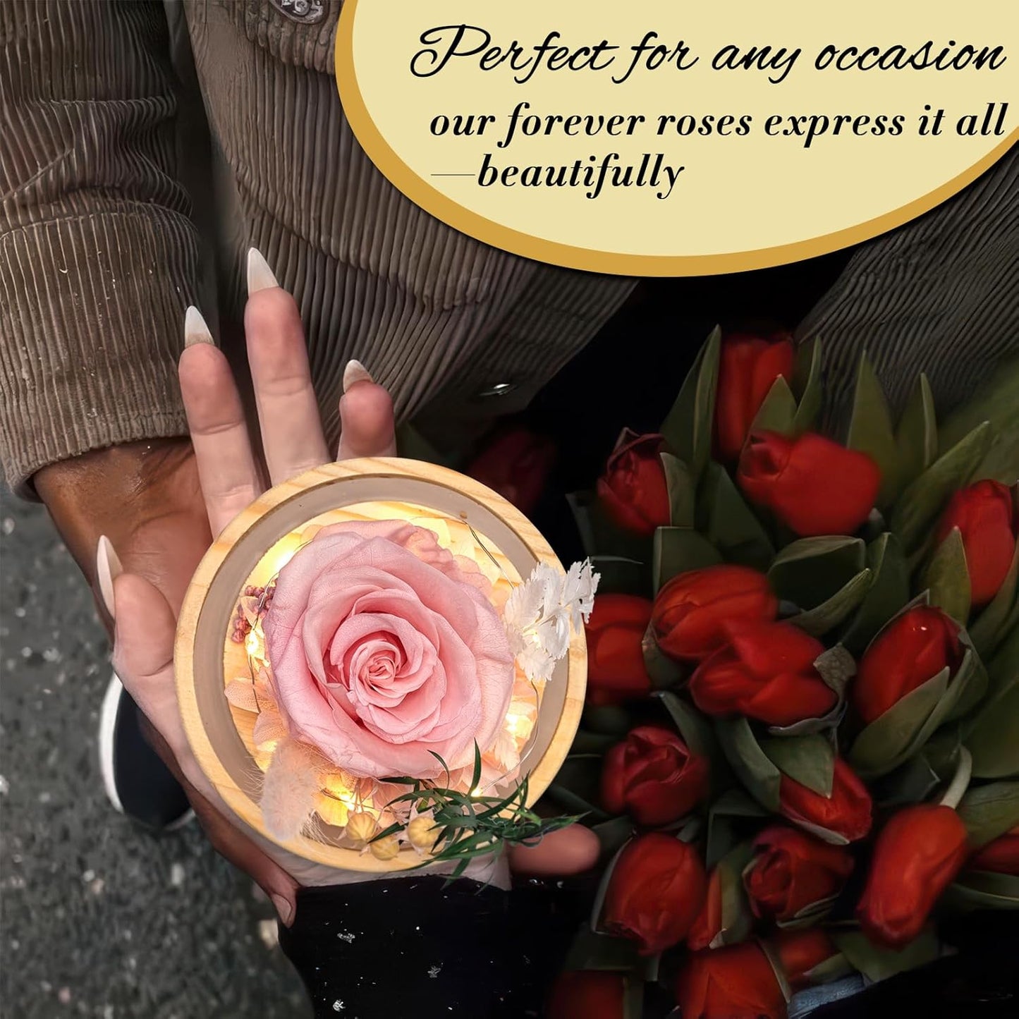Flowers, Roses Gift – Fresh Flowers Bouquet & Preserved Roses for Home Decor – Forever Flowers for Delivery Prime to Show Love for Women, Unique for Mother's Day & Christmas